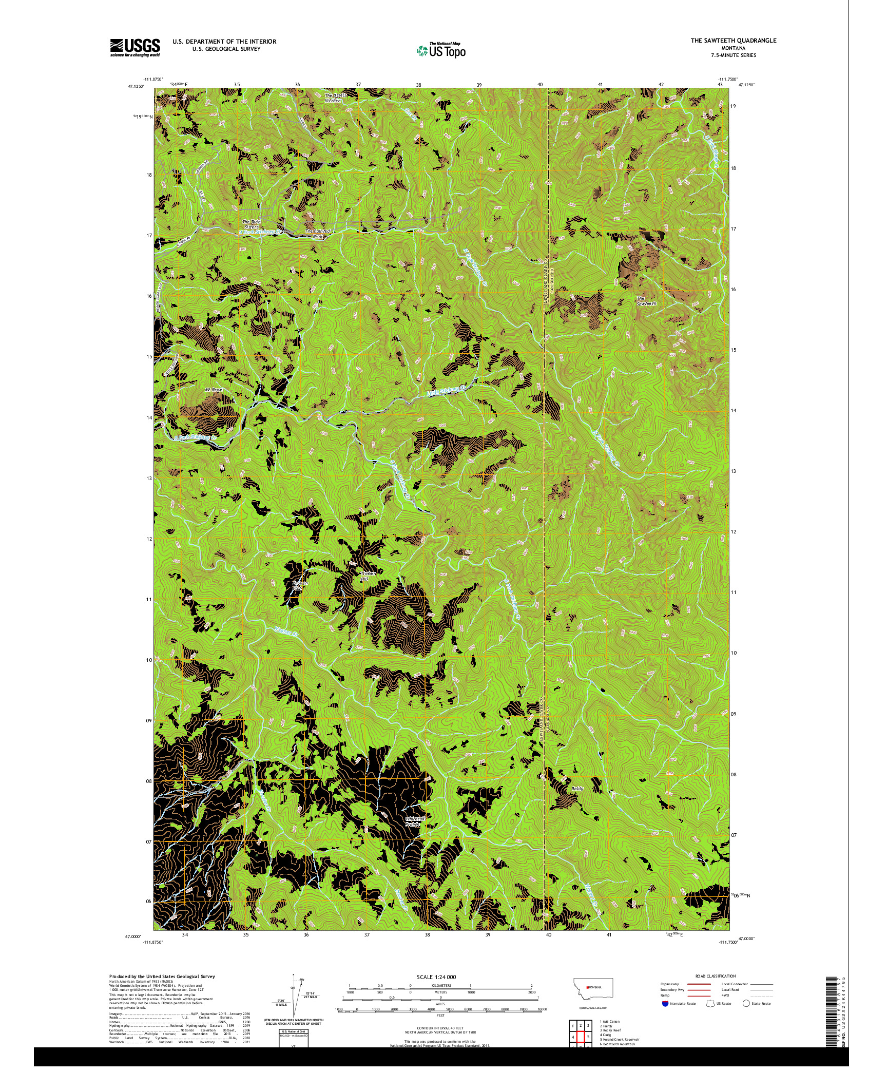 USGS US TOPO 7.5-MINUTE MAP FOR THE SAWTEETH, MT 2020