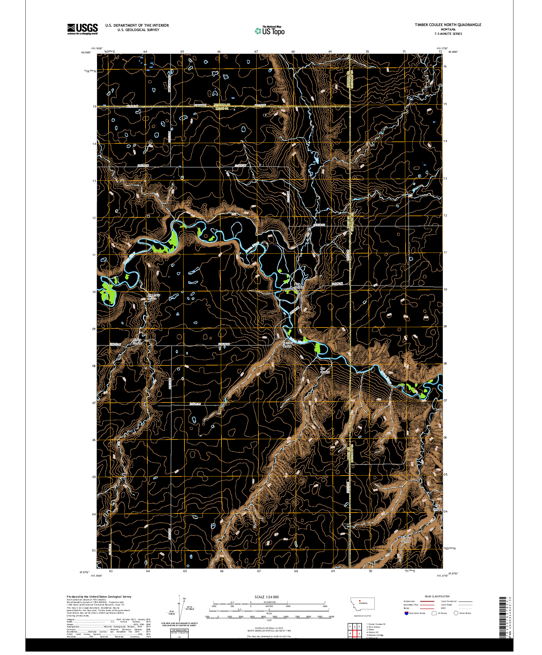 USGS US TOPO 7.5-MINUTE MAP FOR TIMBER COULEE NORTH, MT 2020