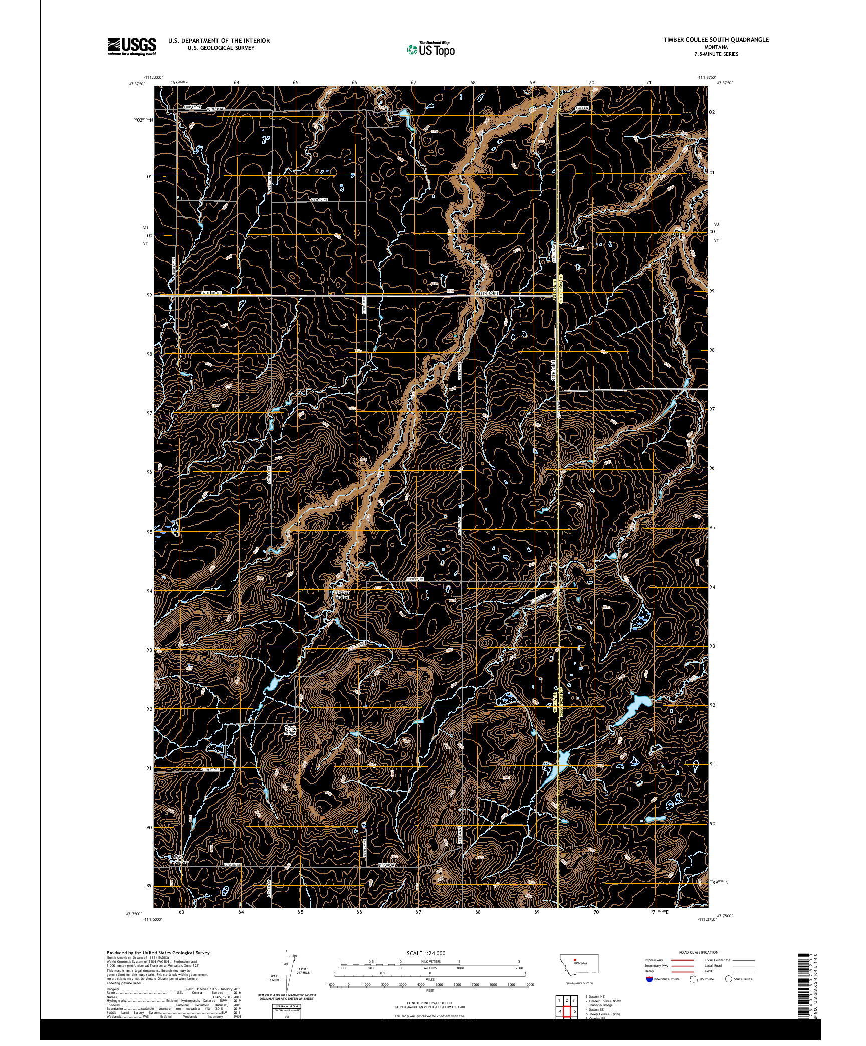 USGS US TOPO 7.5-MINUTE MAP FOR TIMBER COULEE SOUTH, MT 2020