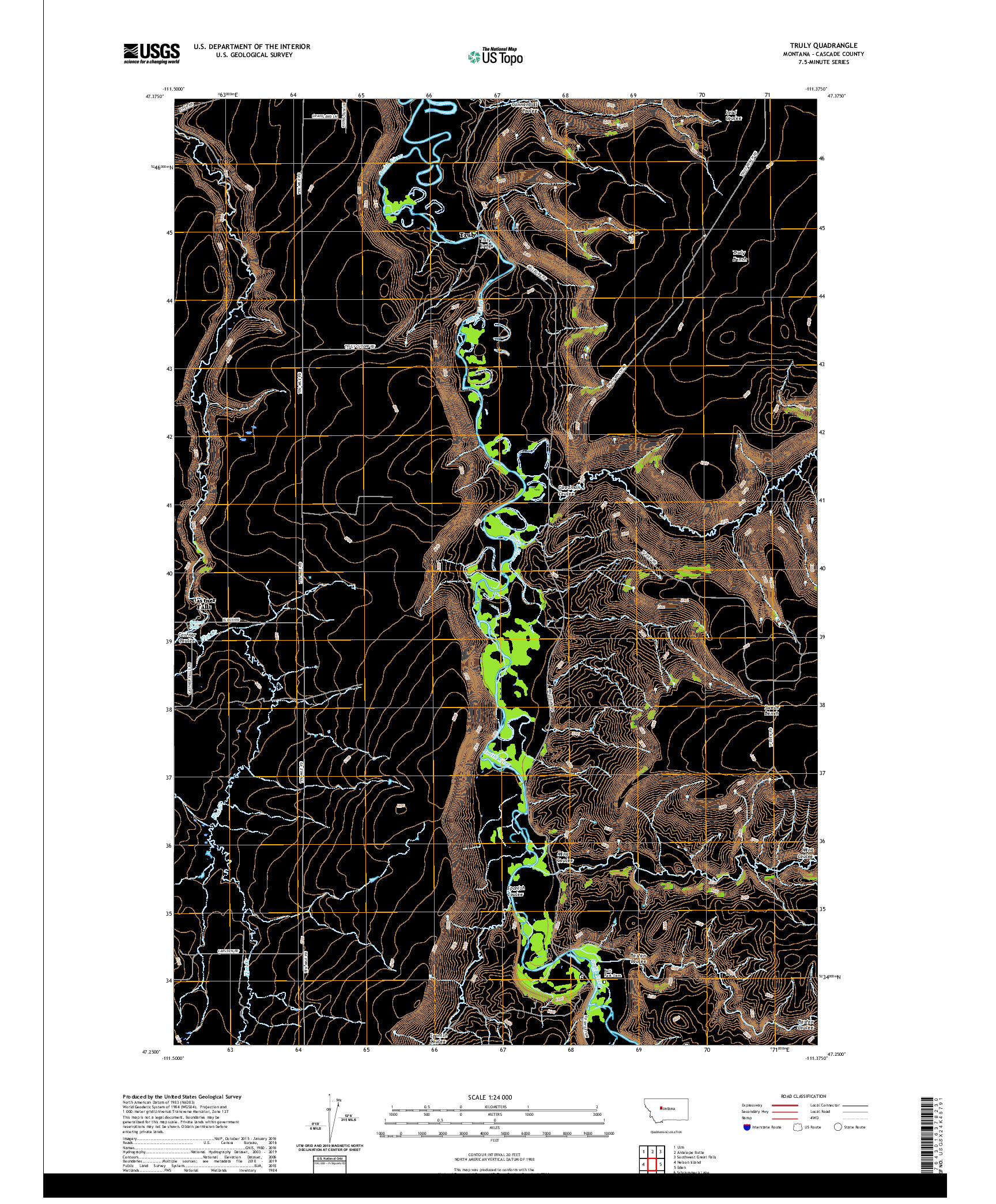 USGS US TOPO 7.5-MINUTE MAP FOR TRULY, MT 2020