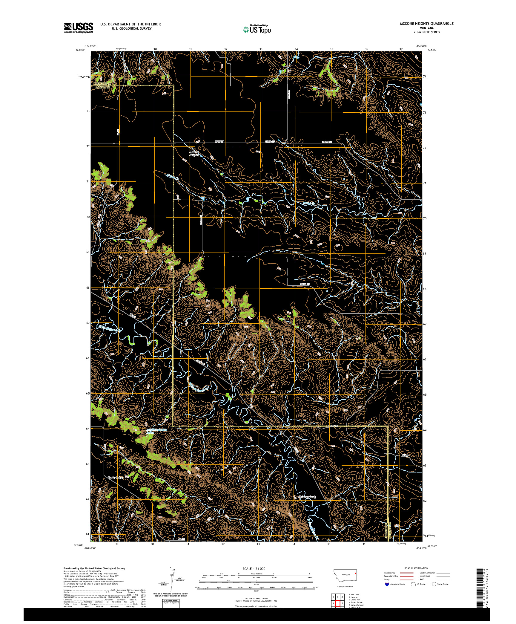 USGS US TOPO 7.5-MINUTE MAP FOR MCCONE HEIGHTS, MT 2020