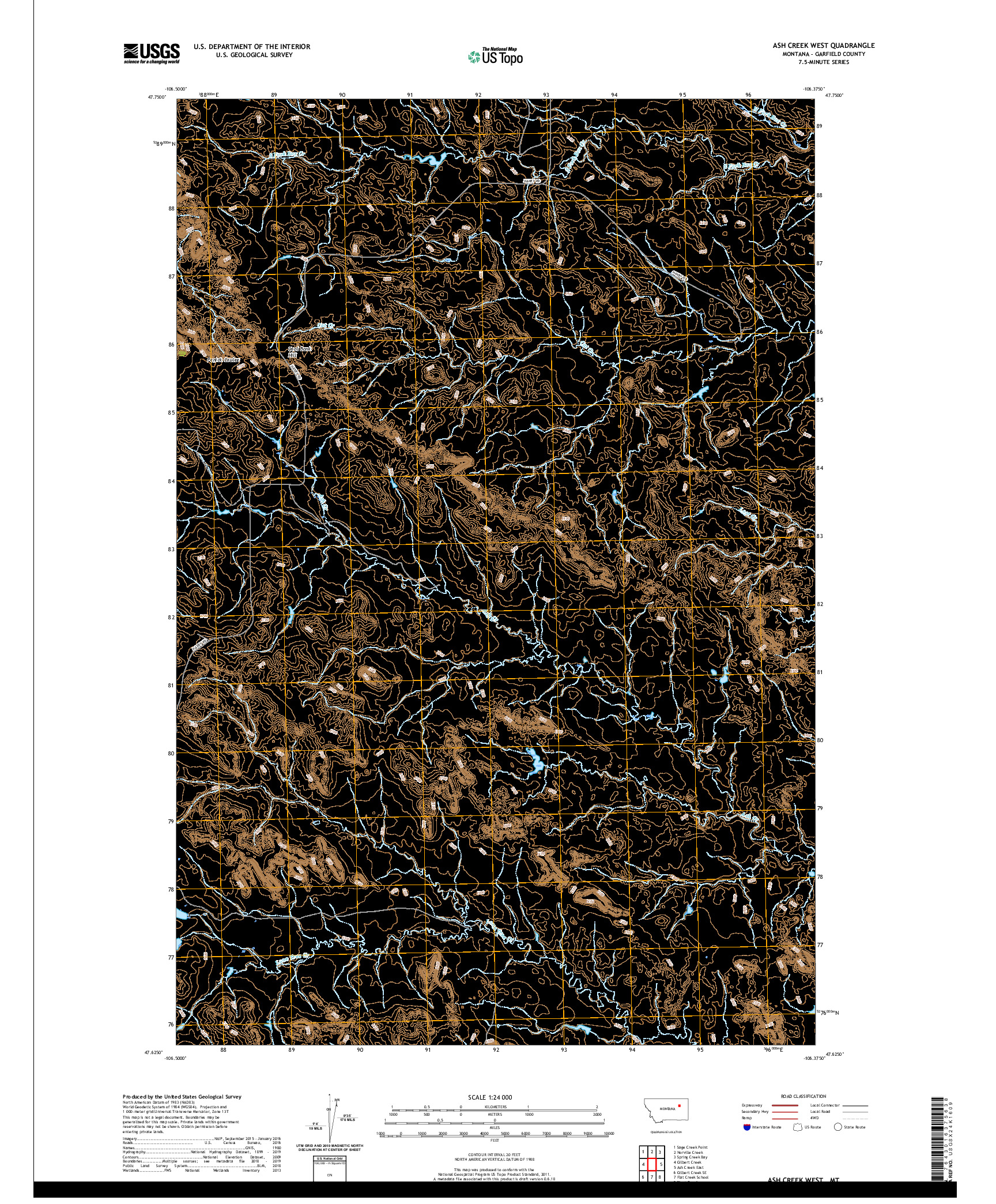 USGS US TOPO 7.5-MINUTE MAP FOR ASH CREEK WEST, MT 2020