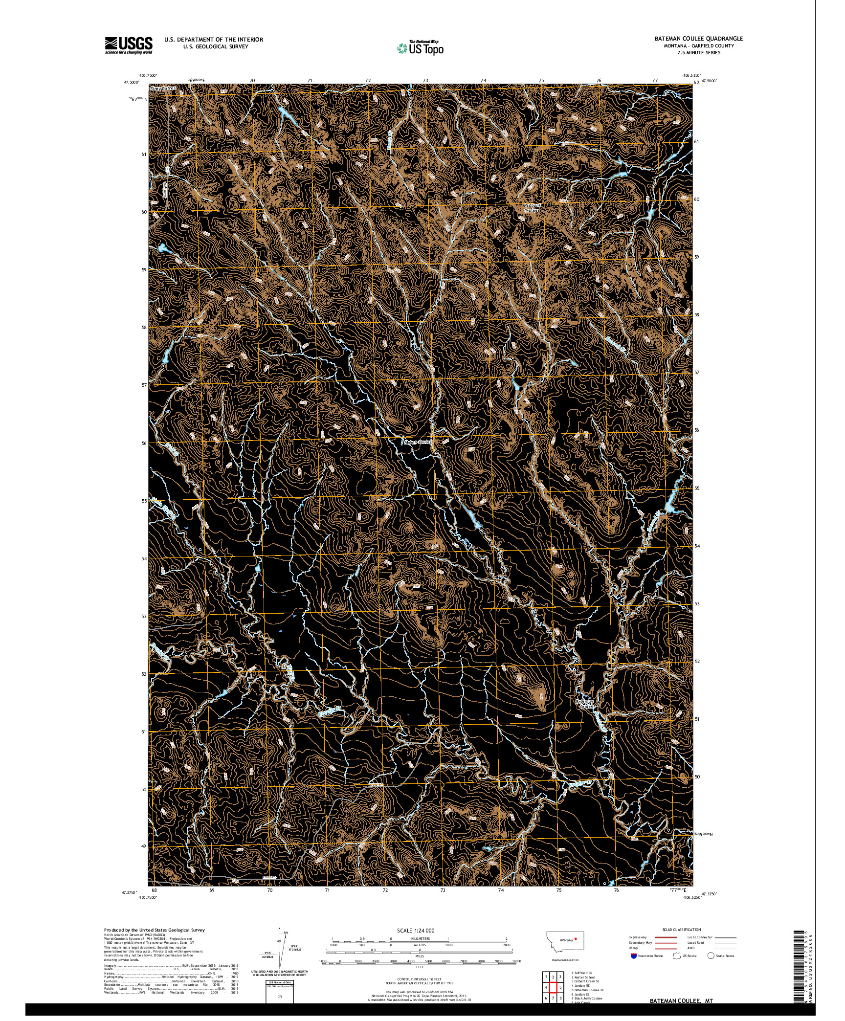 USGS US TOPO 7.5-MINUTE MAP FOR BATEMAN COULEE, MT 2020