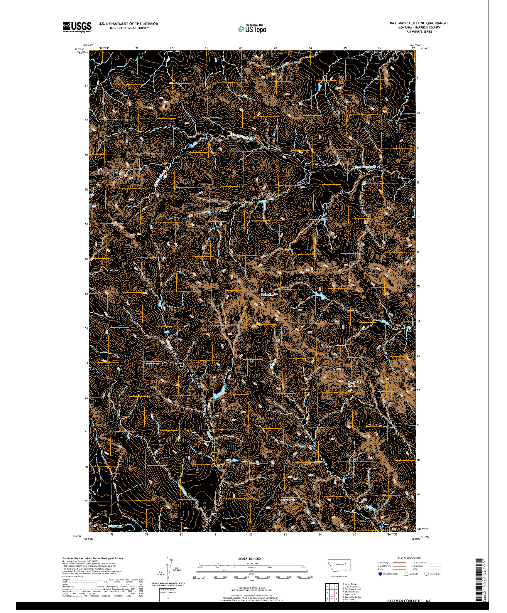 USGS US TOPO 7.5-MINUTE MAP FOR BATEMAN COULEE NE, MT 2020