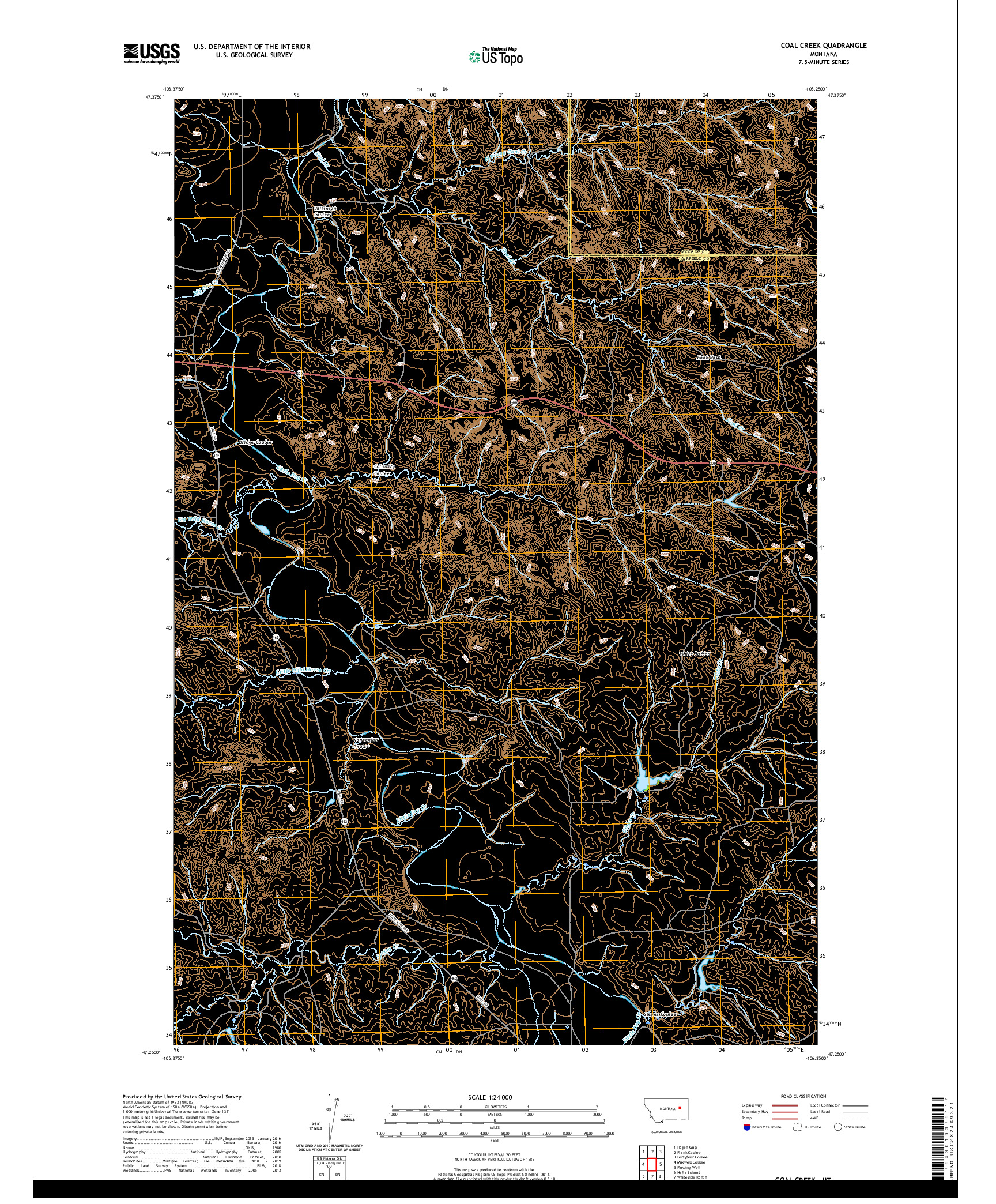 USGS US TOPO 7.5-MINUTE MAP FOR COAL CREEK, MT 2020