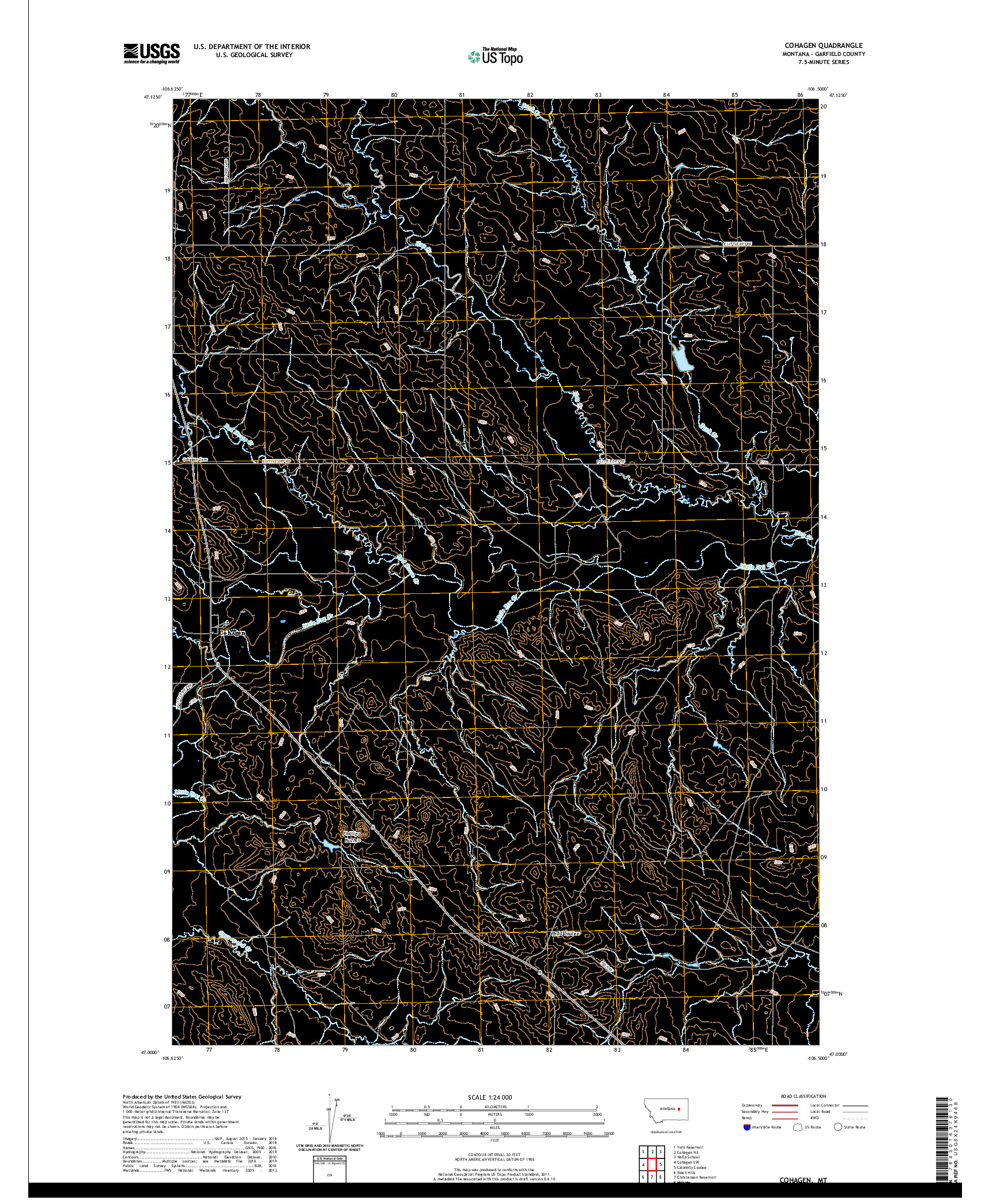 USGS US TOPO 7.5-MINUTE MAP FOR COHAGEN, MT 2020