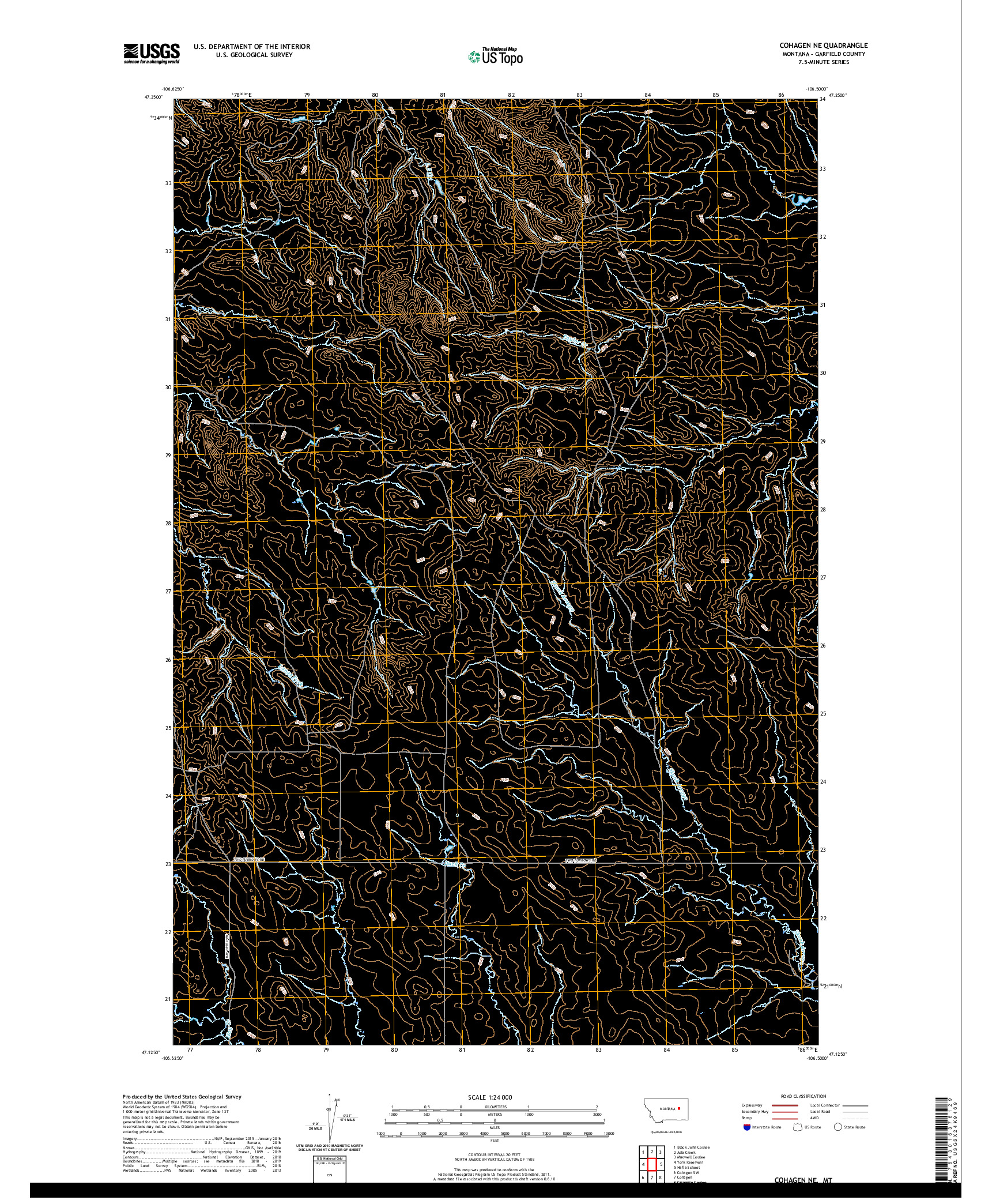 USGS US TOPO 7.5-MINUTE MAP FOR COHAGEN NE, MT 2020