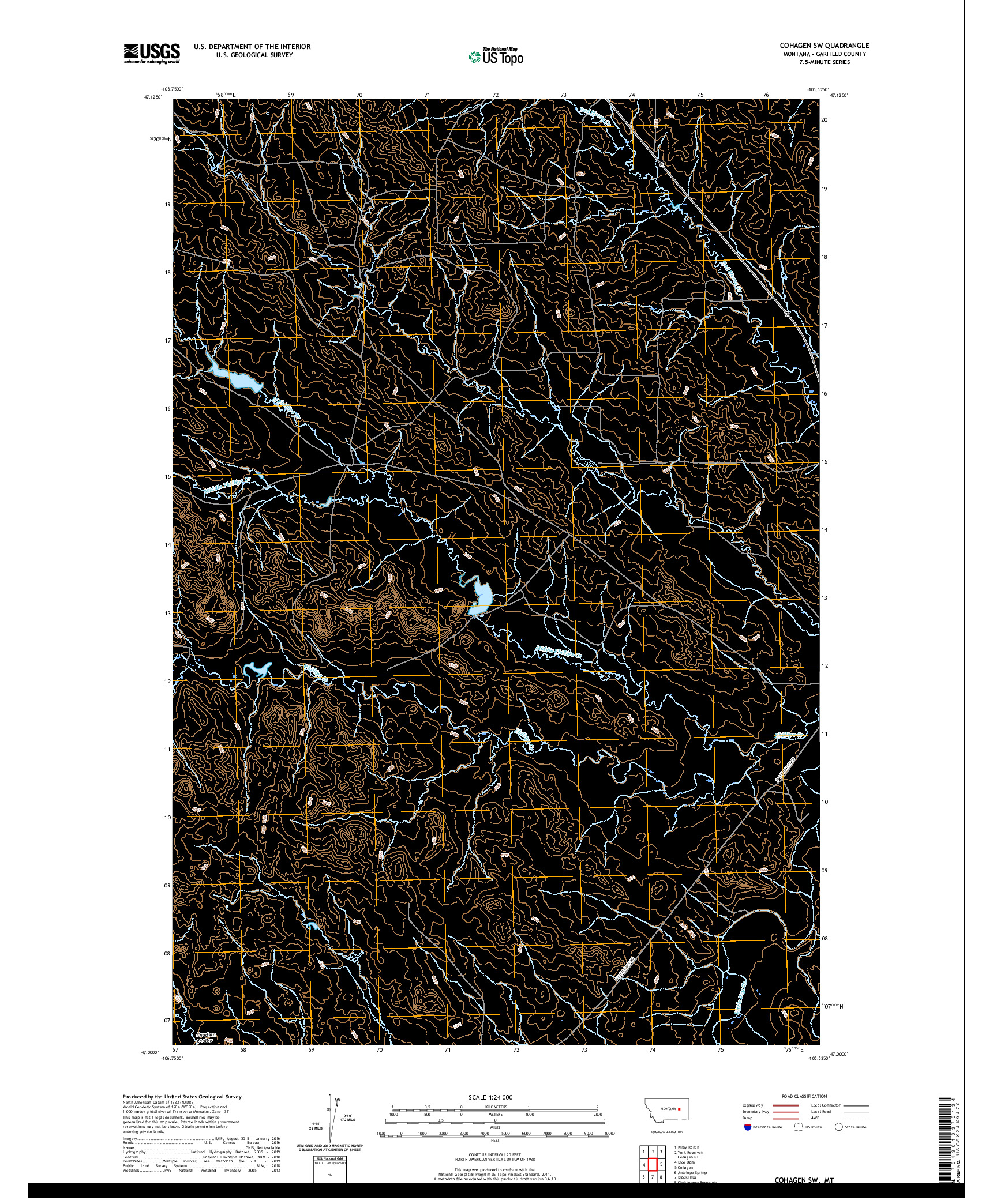 USGS US TOPO 7.5-MINUTE MAP FOR COHAGEN SW, MT 2020