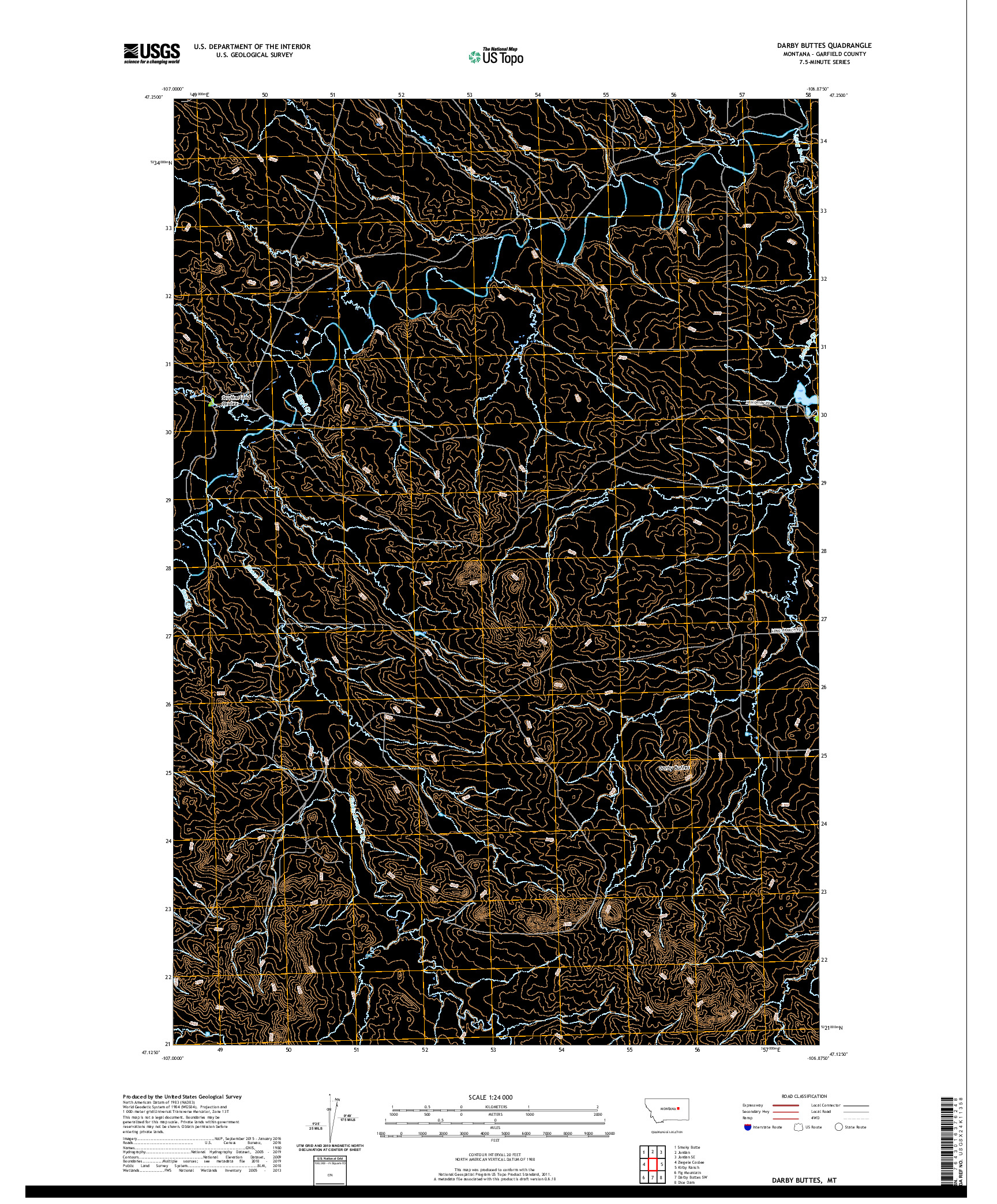 USGS US TOPO 7.5-MINUTE MAP FOR DARBY BUTTES, MT 2020