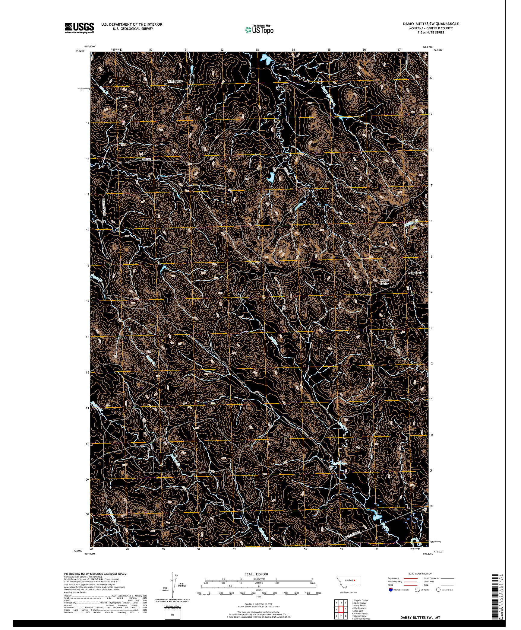 USGS US TOPO 7.5-MINUTE MAP FOR DARBY BUTTES SW, MT 2020