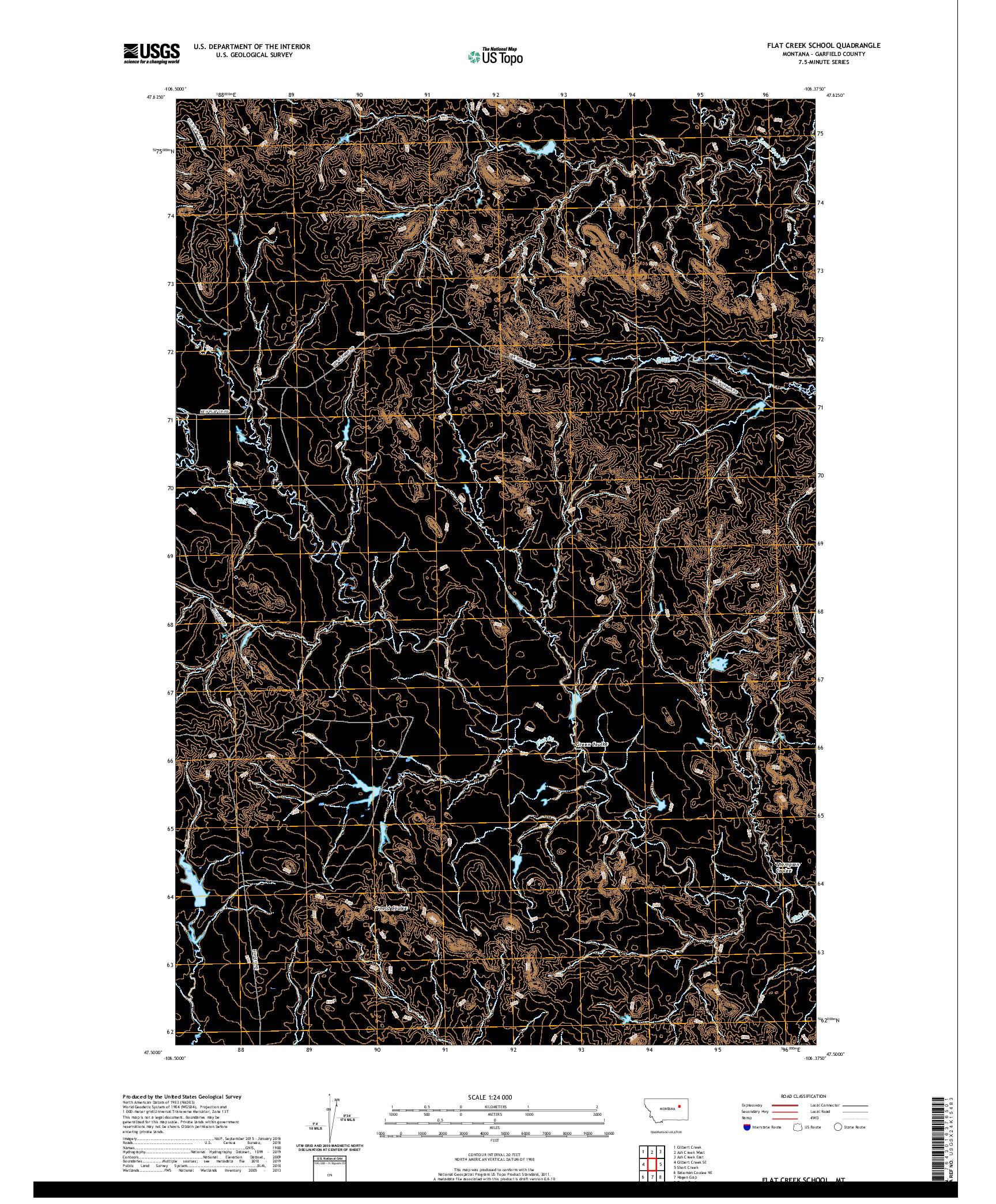 USGS US TOPO 7.5-MINUTE MAP FOR FLAT CREEK SCHOOL, MT 2020