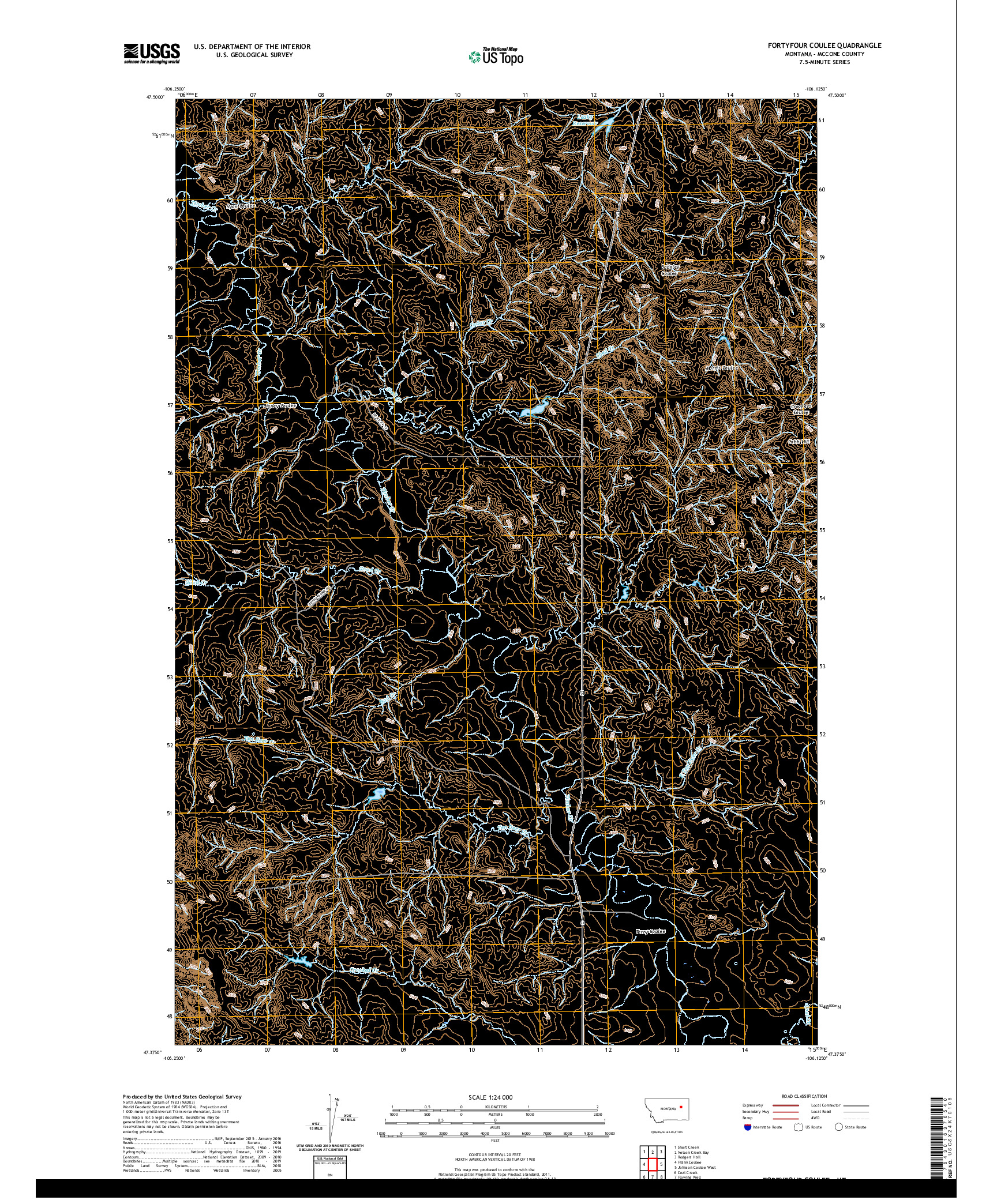 USGS US TOPO 7.5-MINUTE MAP FOR FORTYFOUR COULEE, MT 2020