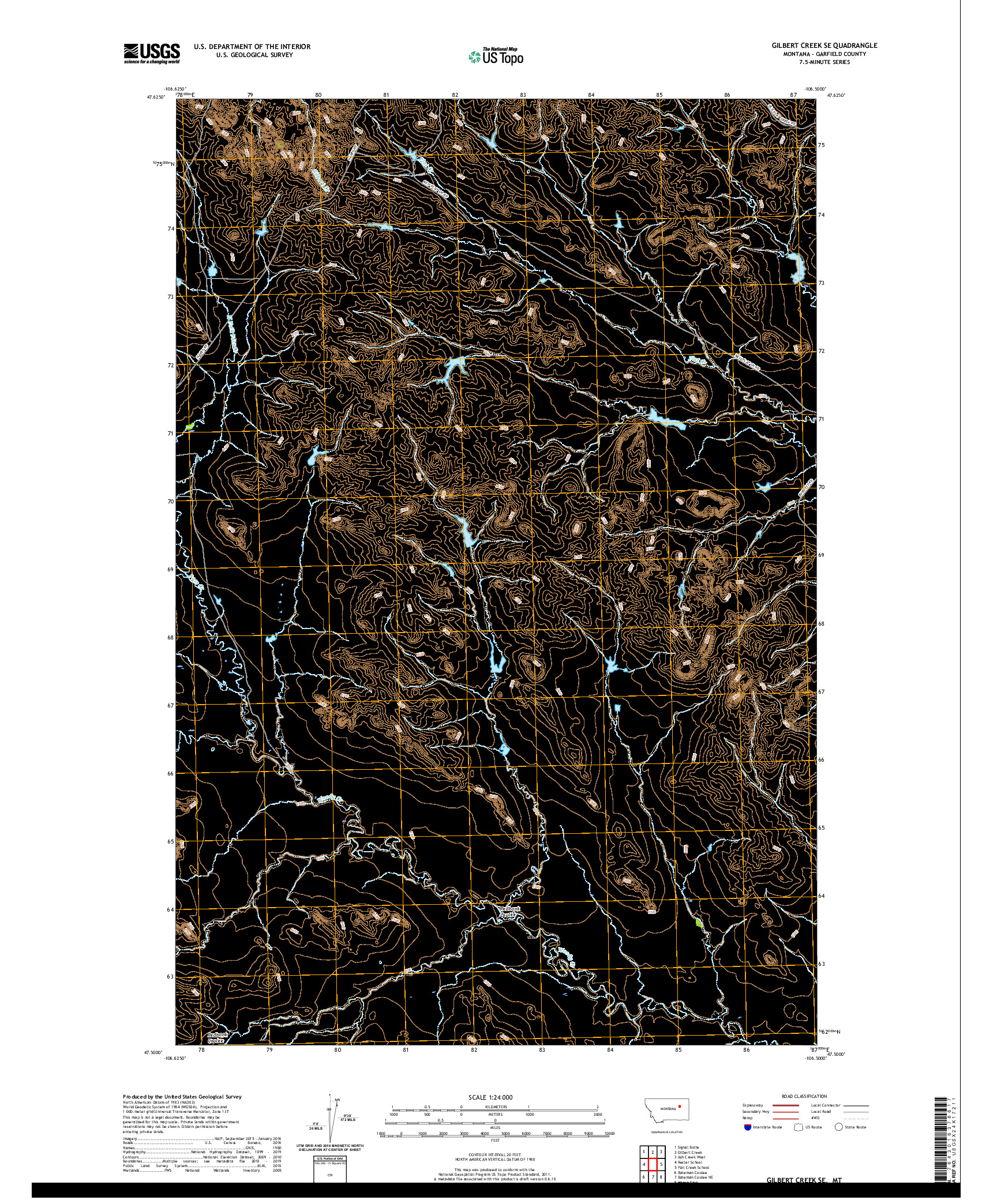 USGS US TOPO 7.5-MINUTE MAP FOR GILBERT CREEK SE, MT 2020