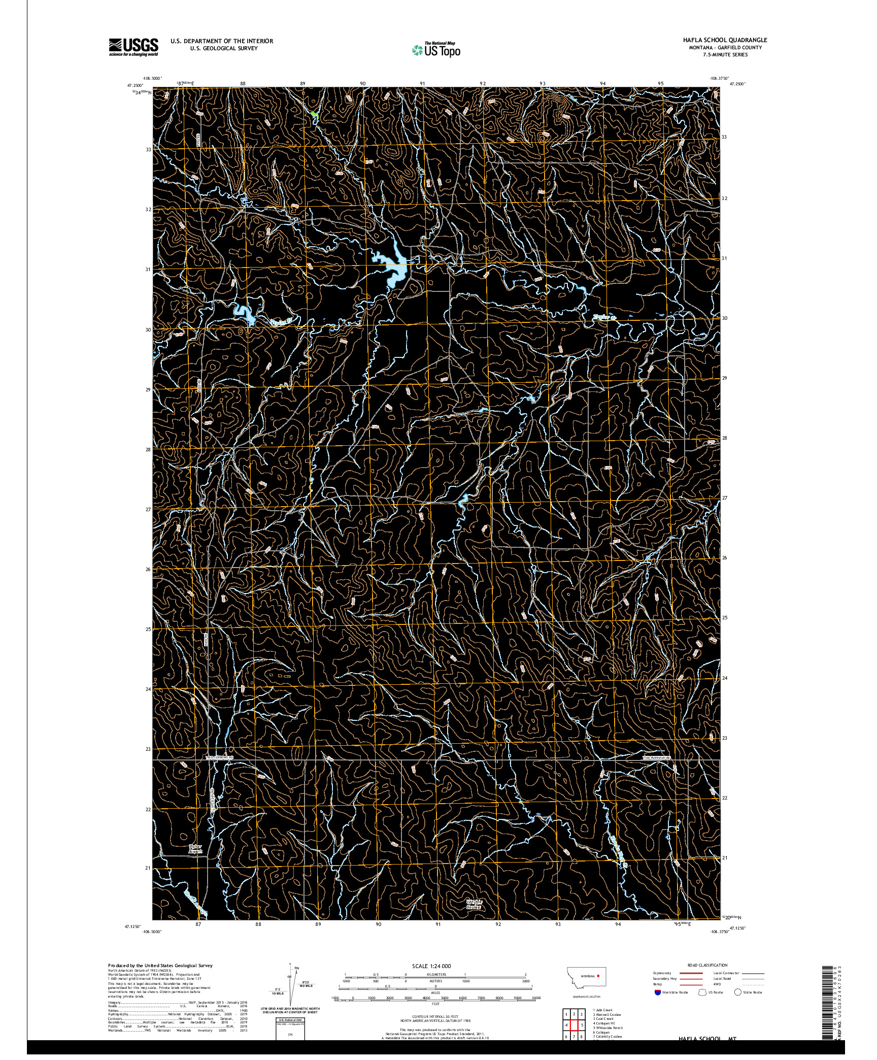 USGS US TOPO 7.5-MINUTE MAP FOR HAFLA SCHOOL, MT 2020