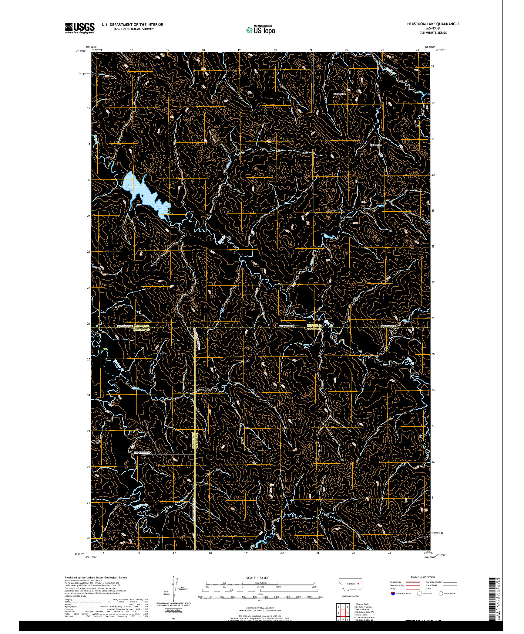 USGS US TOPO 7.5-MINUTE MAP FOR HEDSTROM LAKE, MT 2020