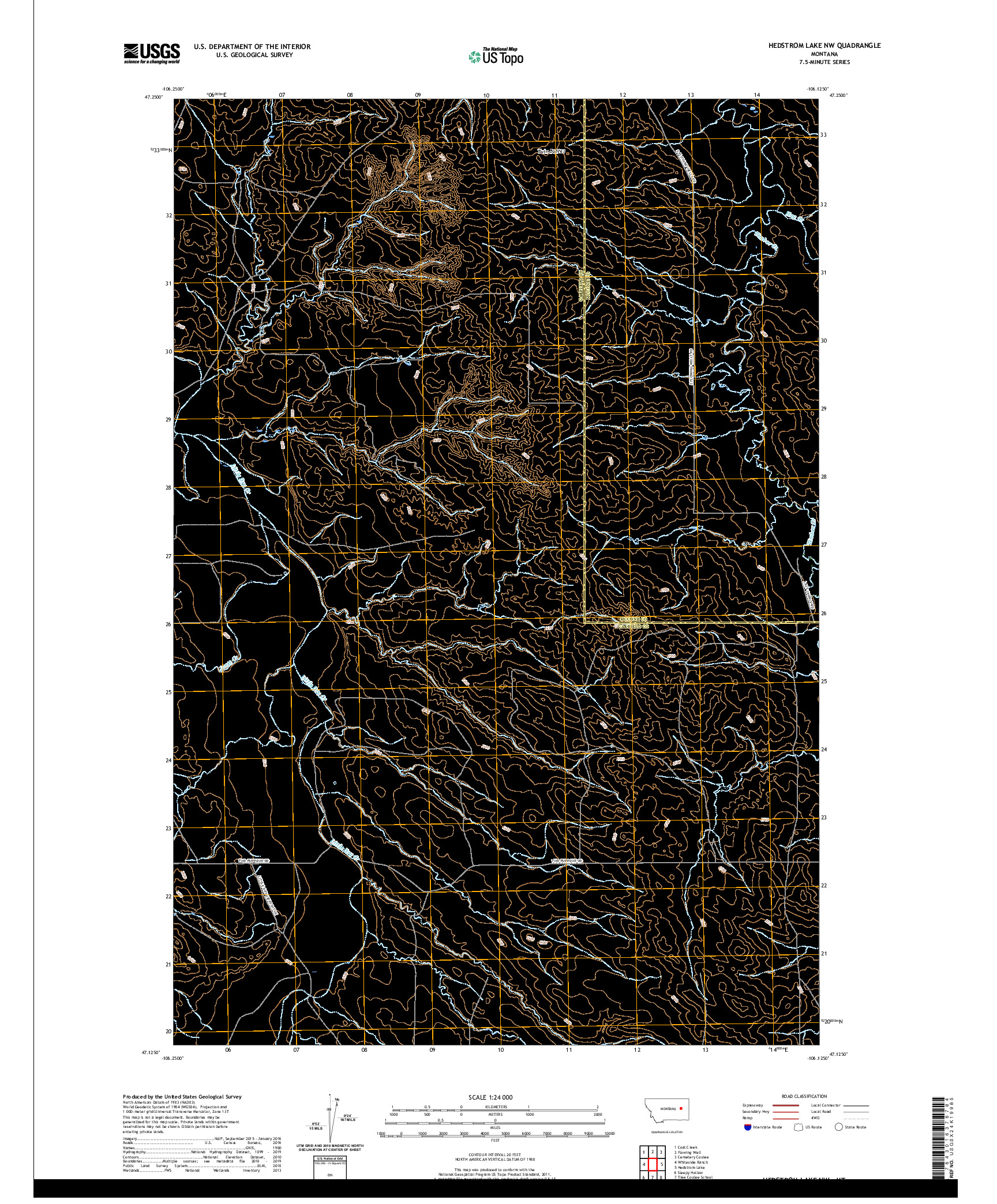 USGS US TOPO 7.5-MINUTE MAP FOR HEDSTROM LAKE NW, MT 2020