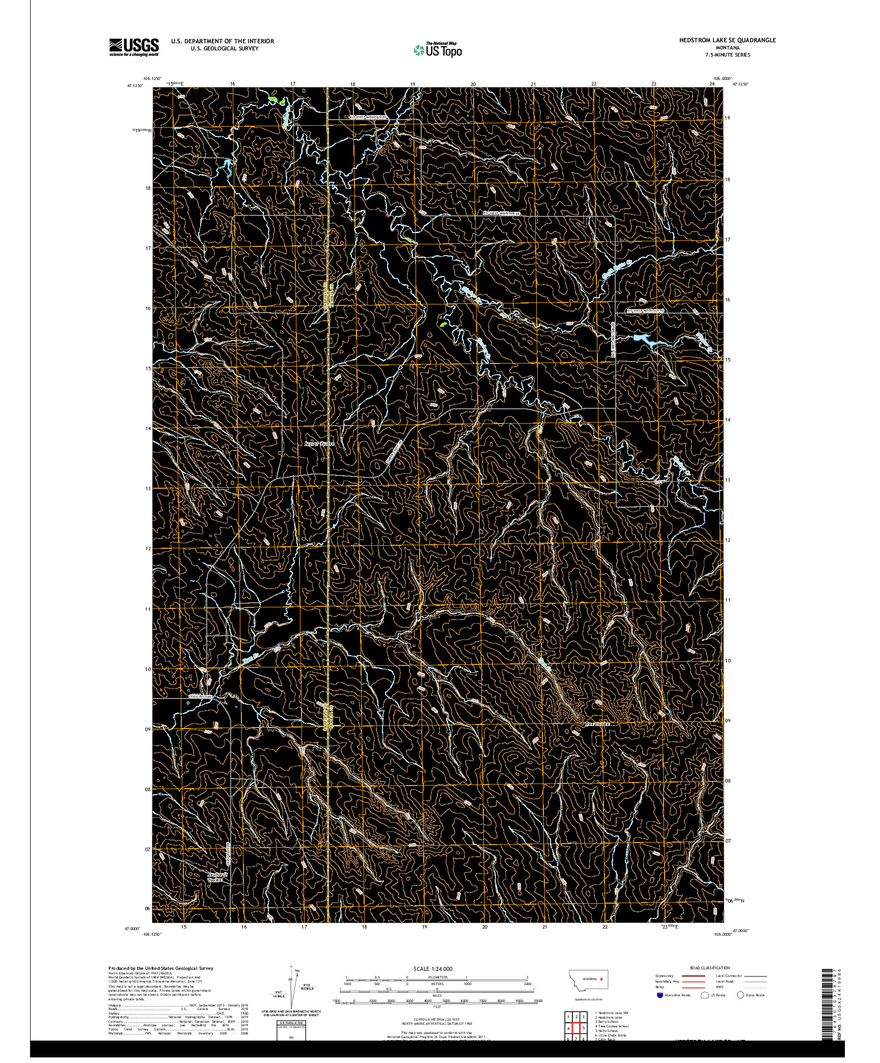 USGS US TOPO 7.5-MINUTE MAP FOR HEDSTROM LAKE SE, MT 2020