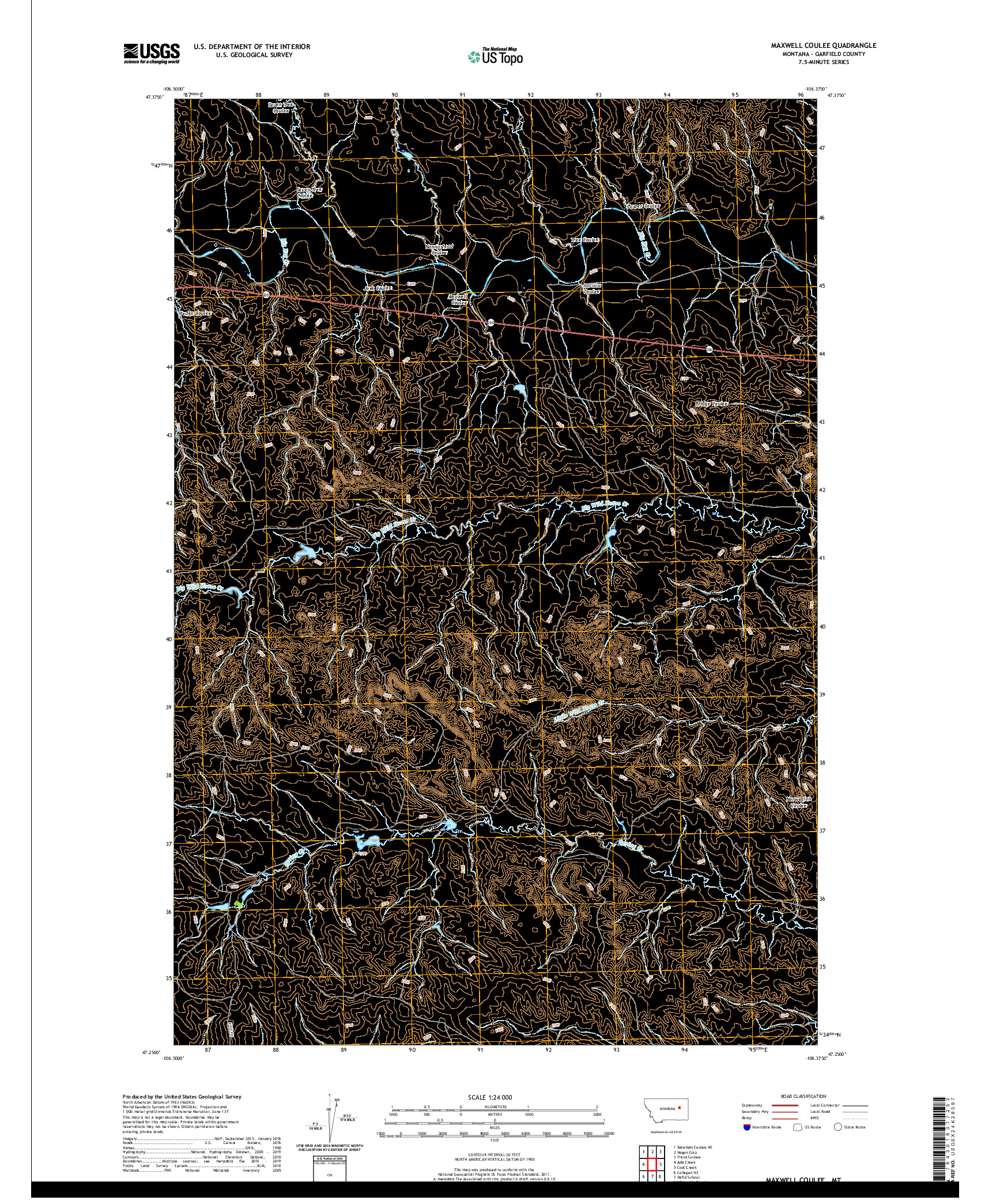 USGS US TOPO 7.5-MINUTE MAP FOR MAXWELL COULEE, MT 2020