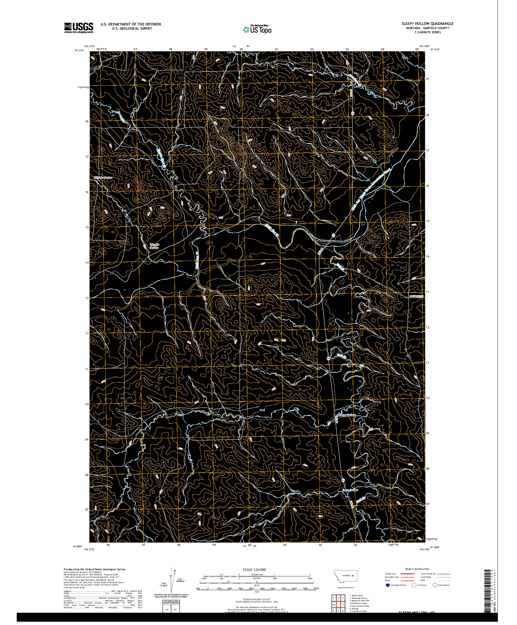 USGS US TOPO 7.5-MINUTE MAP FOR SLEEPY HOLLOW, MT 2020