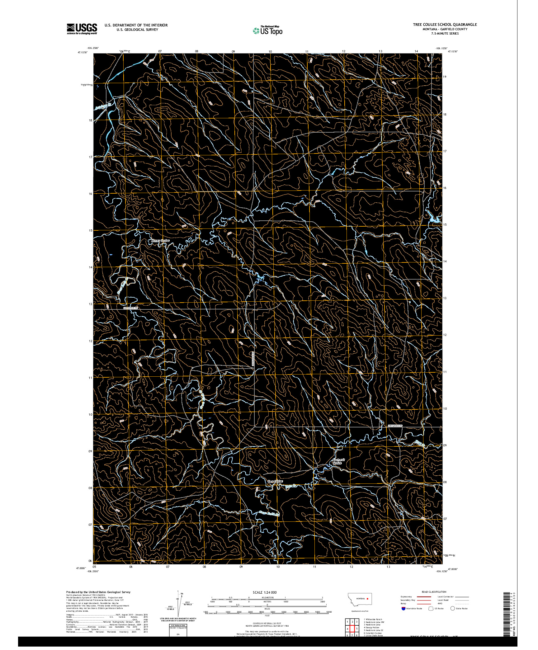 USGS US TOPO 7.5-MINUTE MAP FOR TREE COULEE SCHOOL, MT 2020