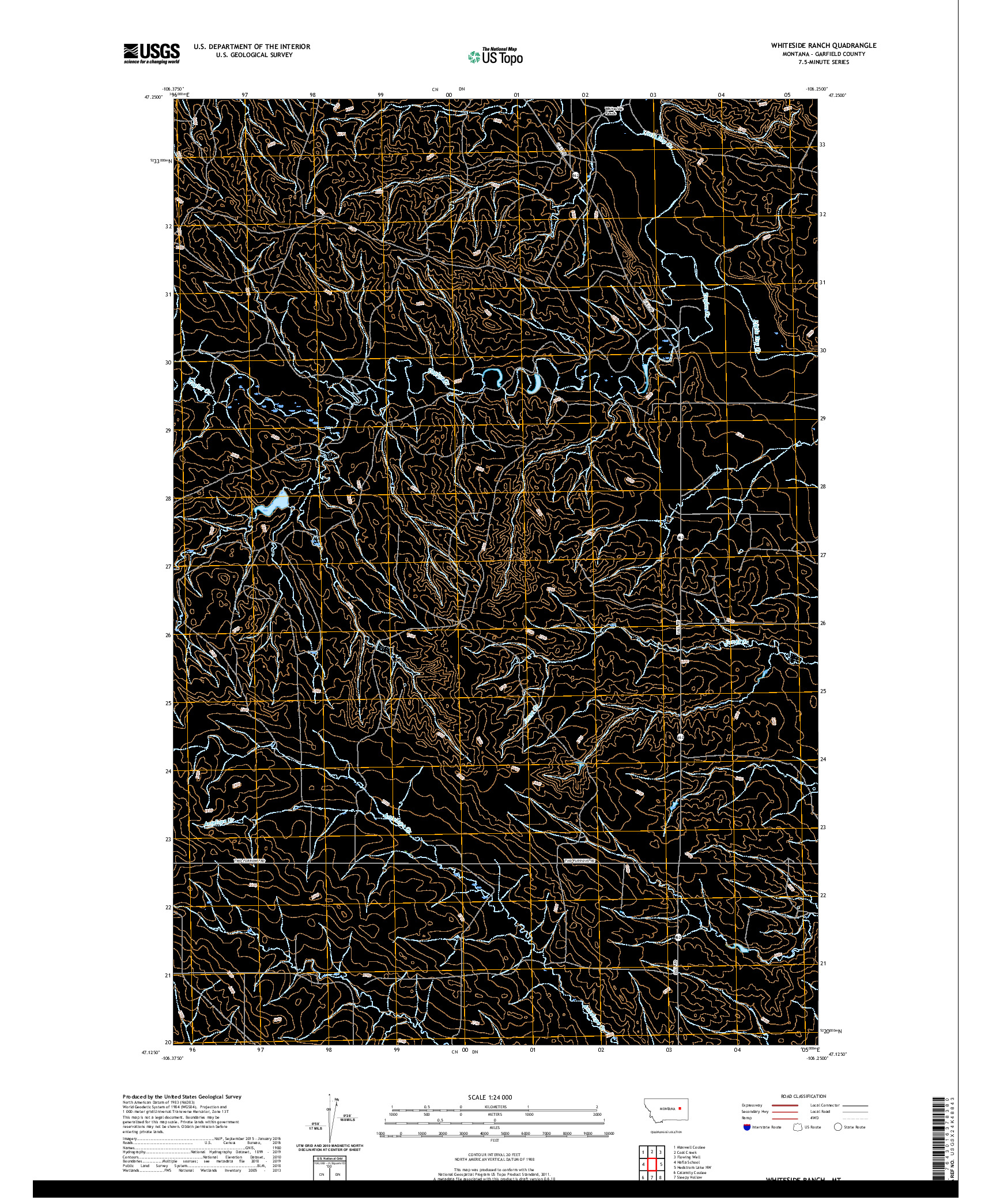 USGS US TOPO 7.5-MINUTE MAP FOR WHITESIDE RANCH, MT 2020