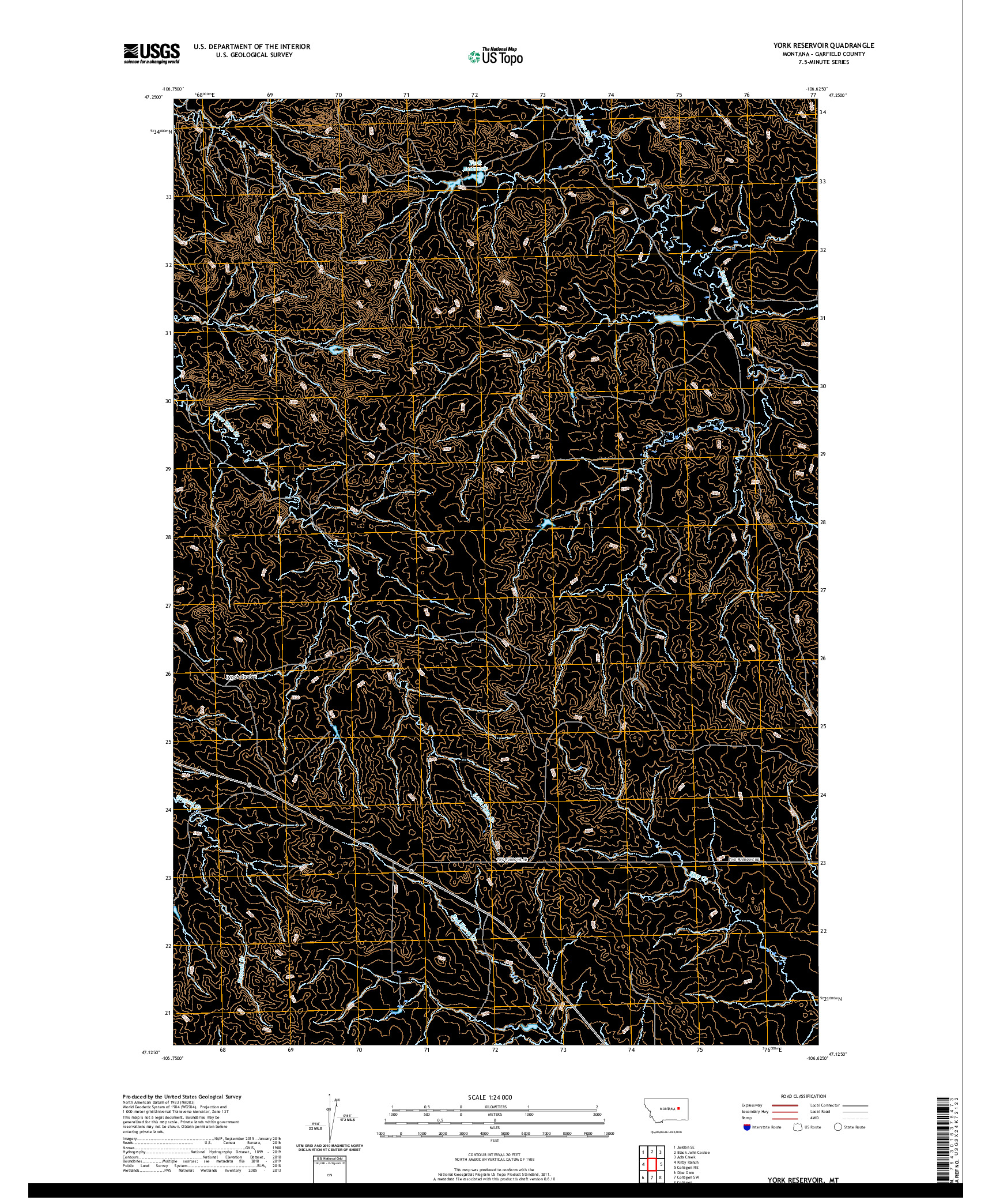 USGS US TOPO 7.5-MINUTE MAP FOR YORK RESERVOIR, MT 2020