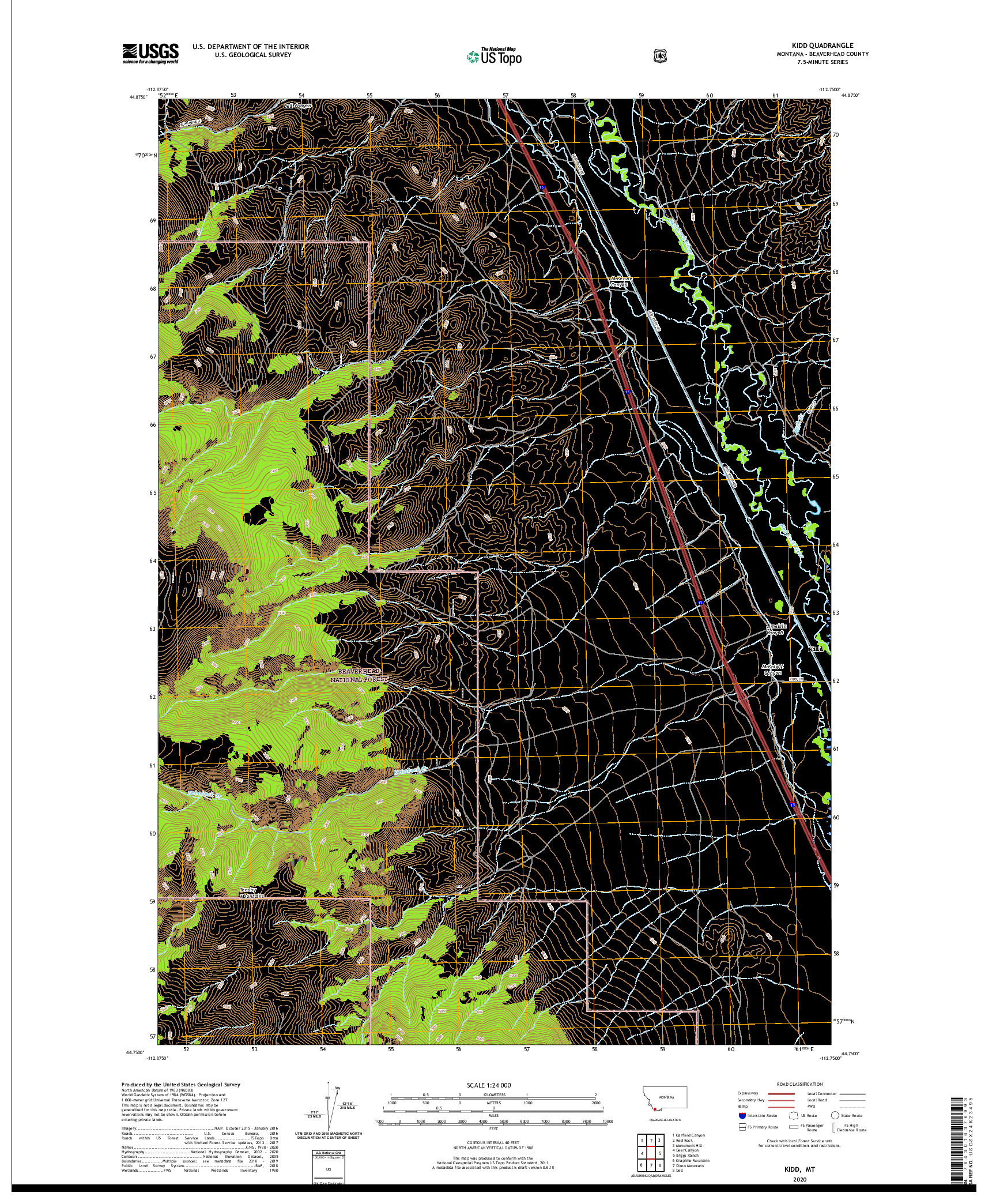 USGS US TOPO 7.5-MINUTE MAP FOR KIDD, MT 2020