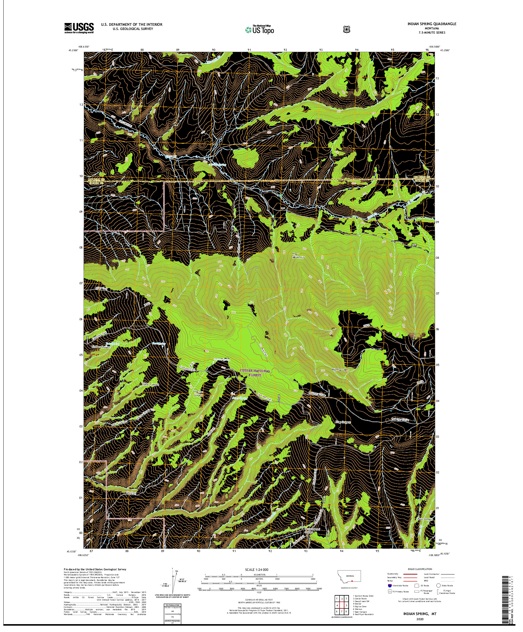 USGS US TOPO 7.5-MINUTE MAP FOR INDIAN SPRING, MT 2020