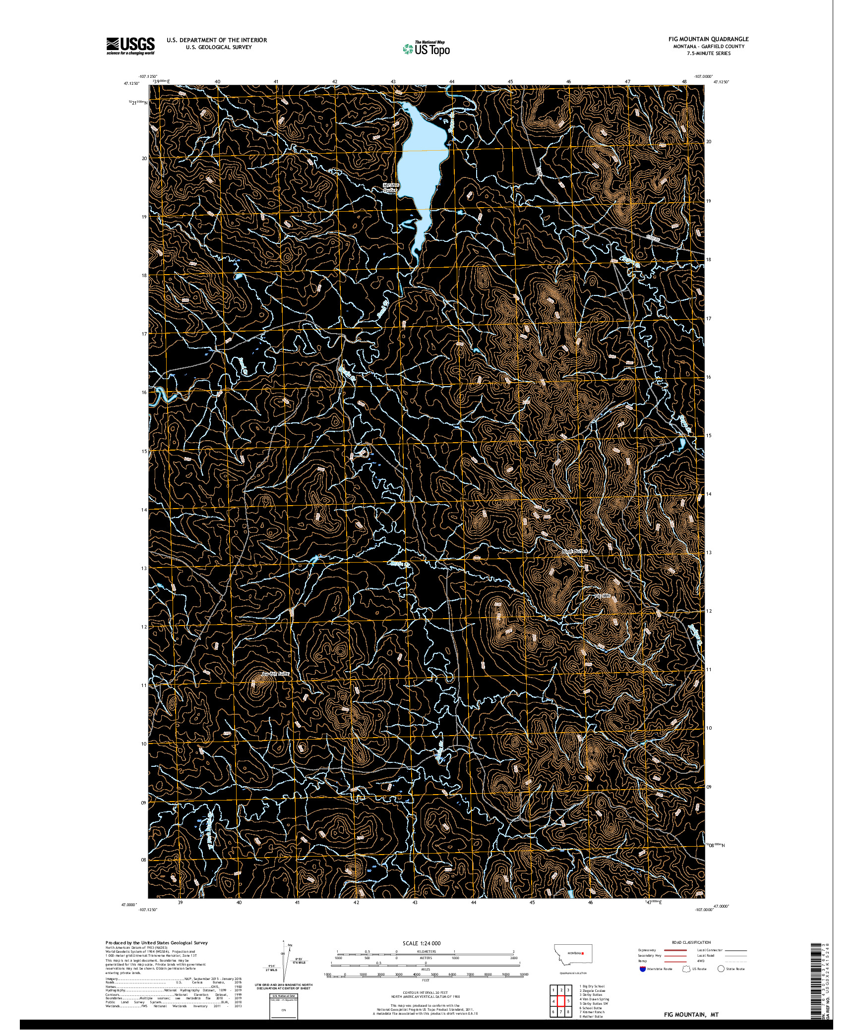 USGS US TOPO 7.5-MINUTE MAP FOR FIG MOUNTAIN, MT 2020