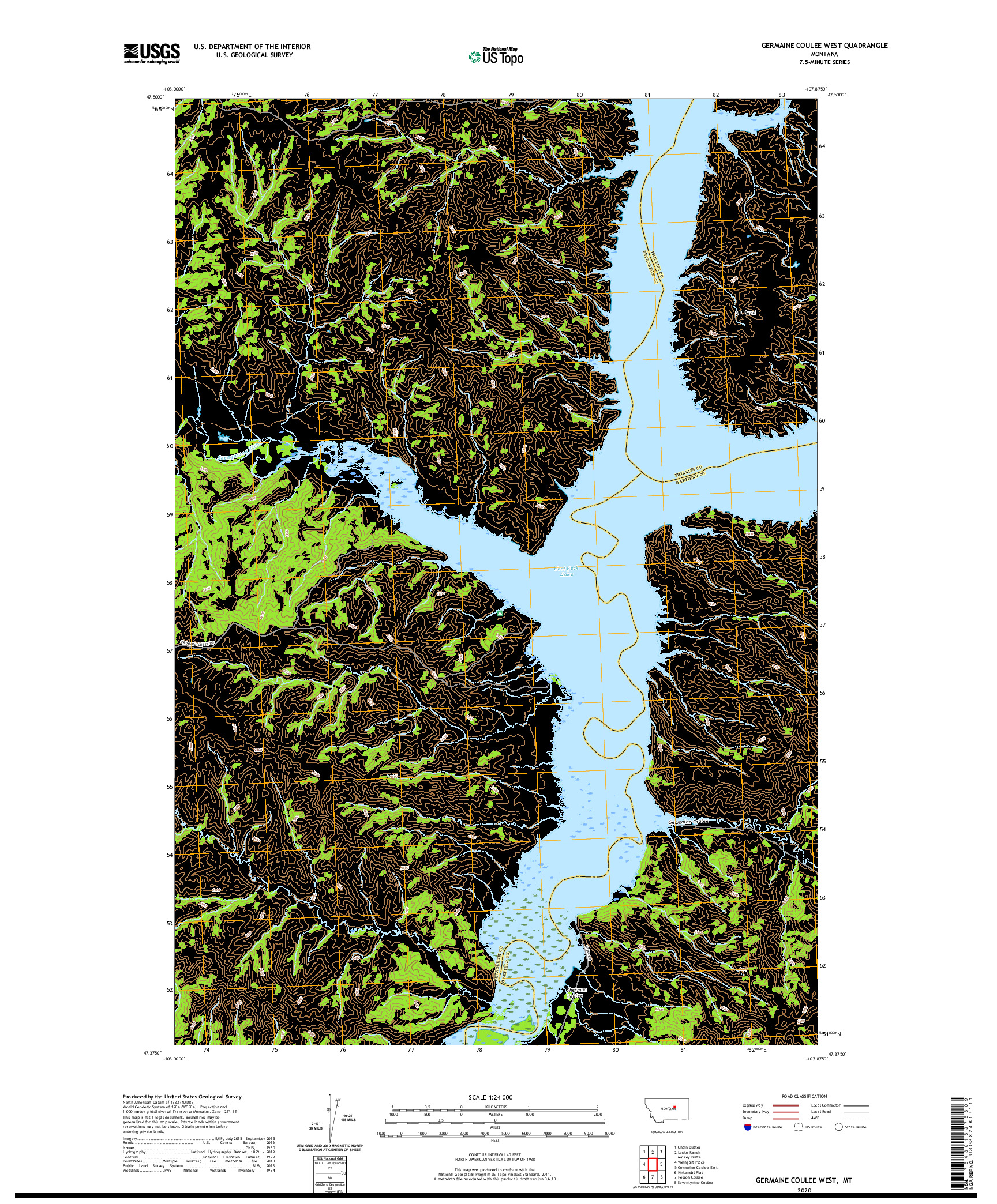 USGS US TOPO 7.5-MINUTE MAP FOR GERMAINE COULEE WEST, MT 2020