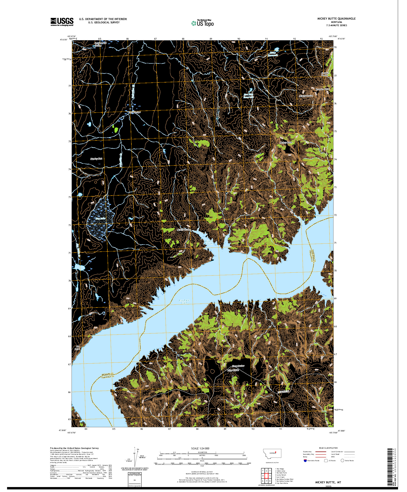 USGS US TOPO 7.5-MINUTE MAP FOR MICKEY BUTTE, MT 2020