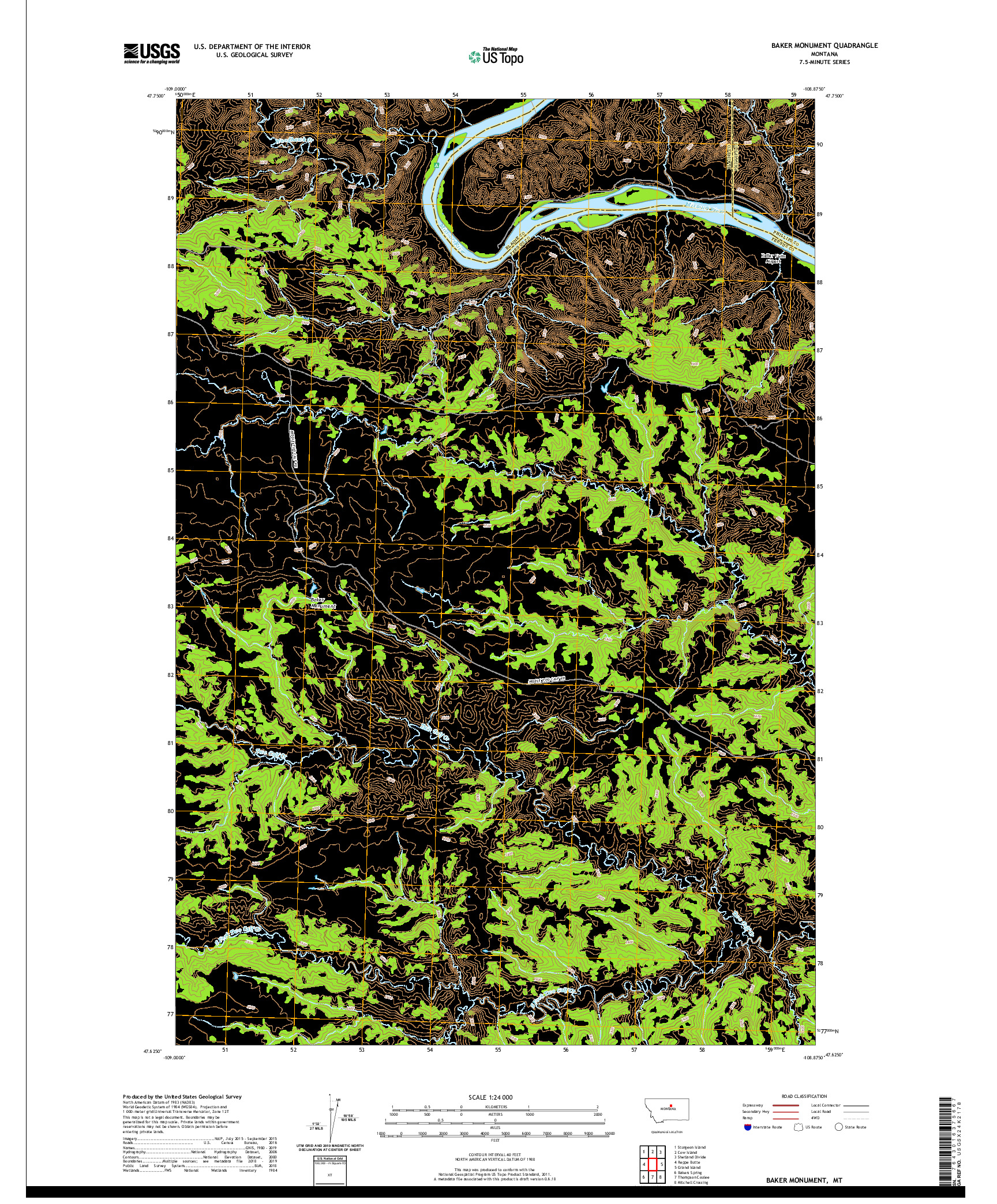 USGS US TOPO 7.5-MINUTE MAP FOR BAKER MONUMENT, MT 2020