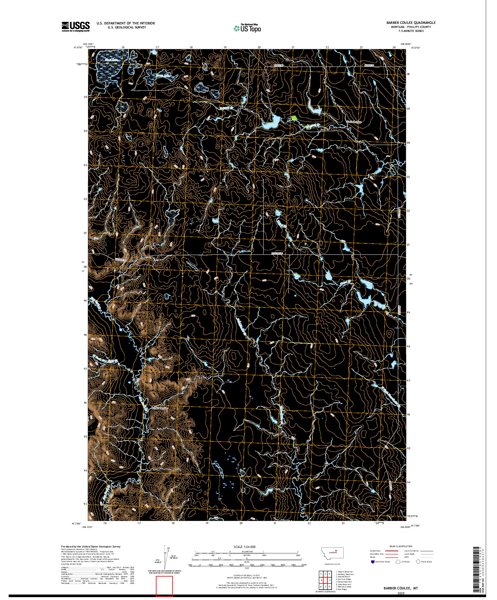 USGS US TOPO 7.5-MINUTE MAP FOR BARBER COULEE, MT 2020