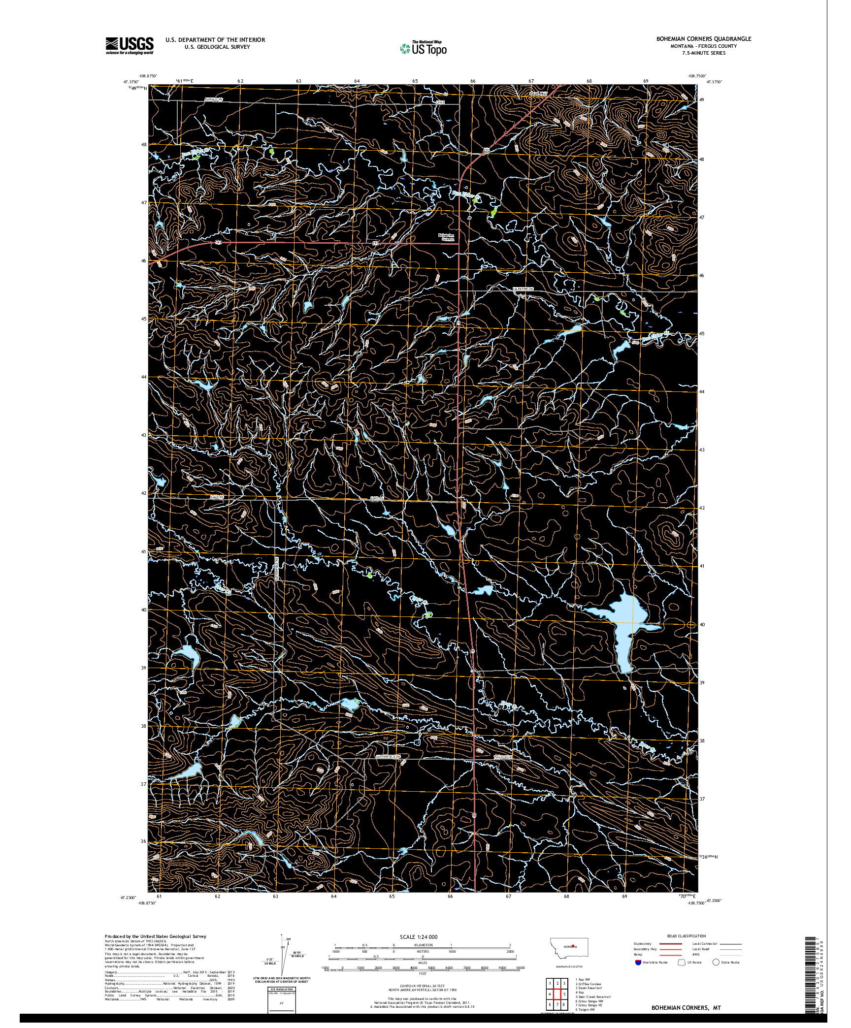 USGS US TOPO 7.5-MINUTE MAP FOR BOHEMIAN CORNERS, MT 2020