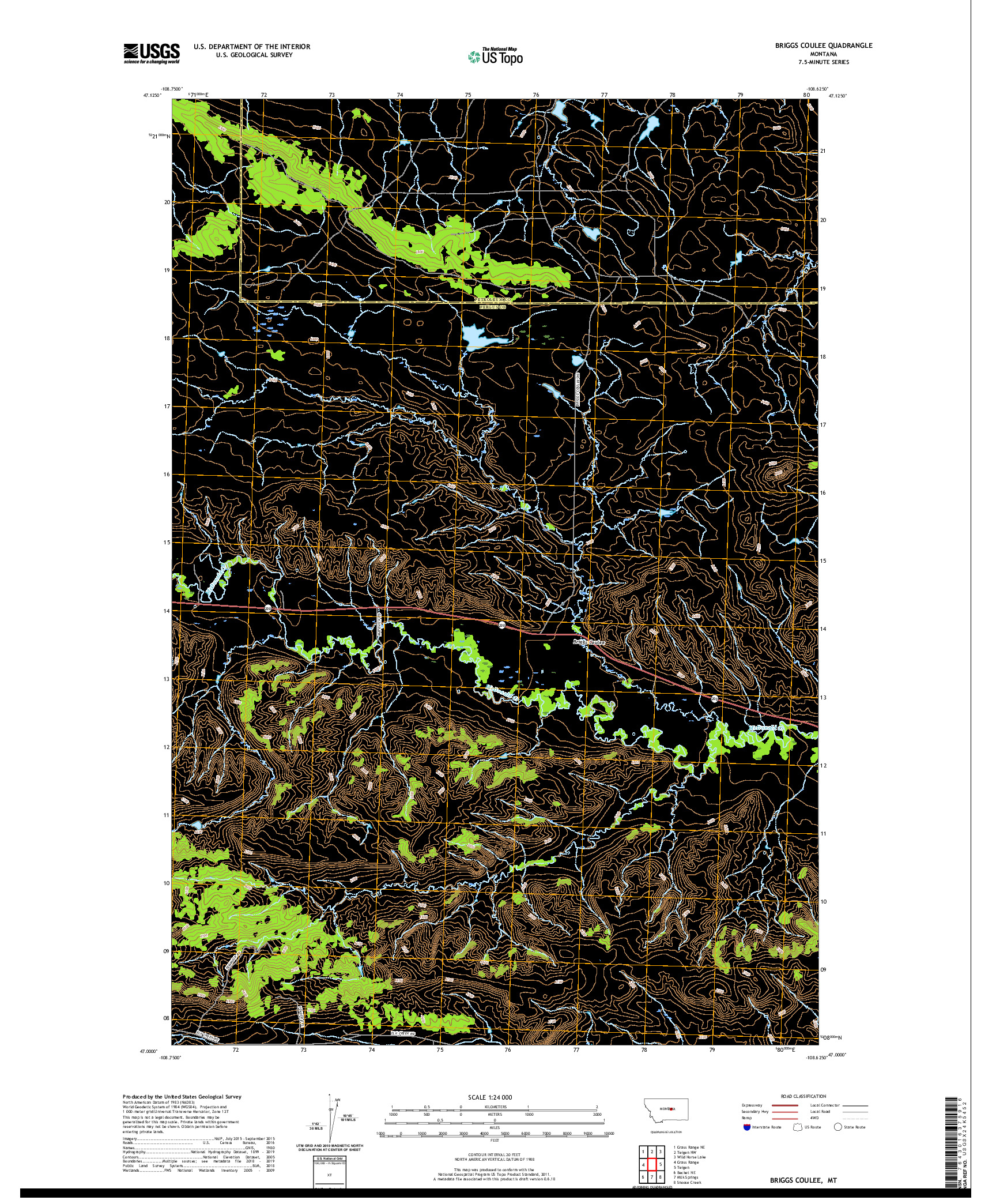 USGS US TOPO 7.5-MINUTE MAP FOR BRIGGS COULEE, MT 2020