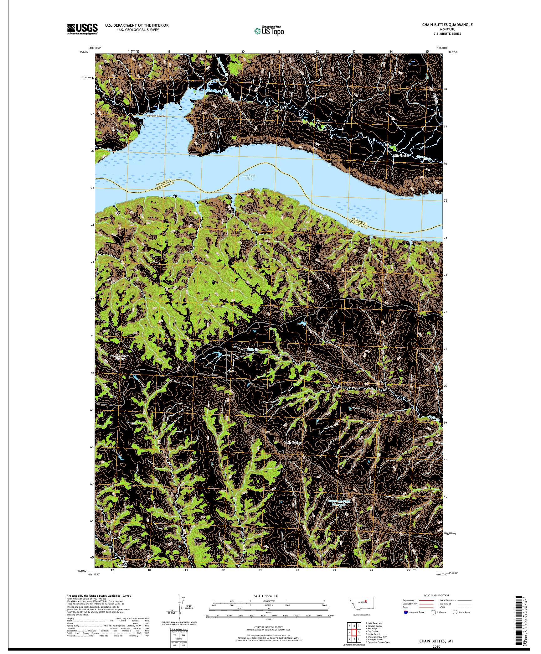 USGS US TOPO 7.5-MINUTE MAP FOR CHAIN BUTTES, MT 2020