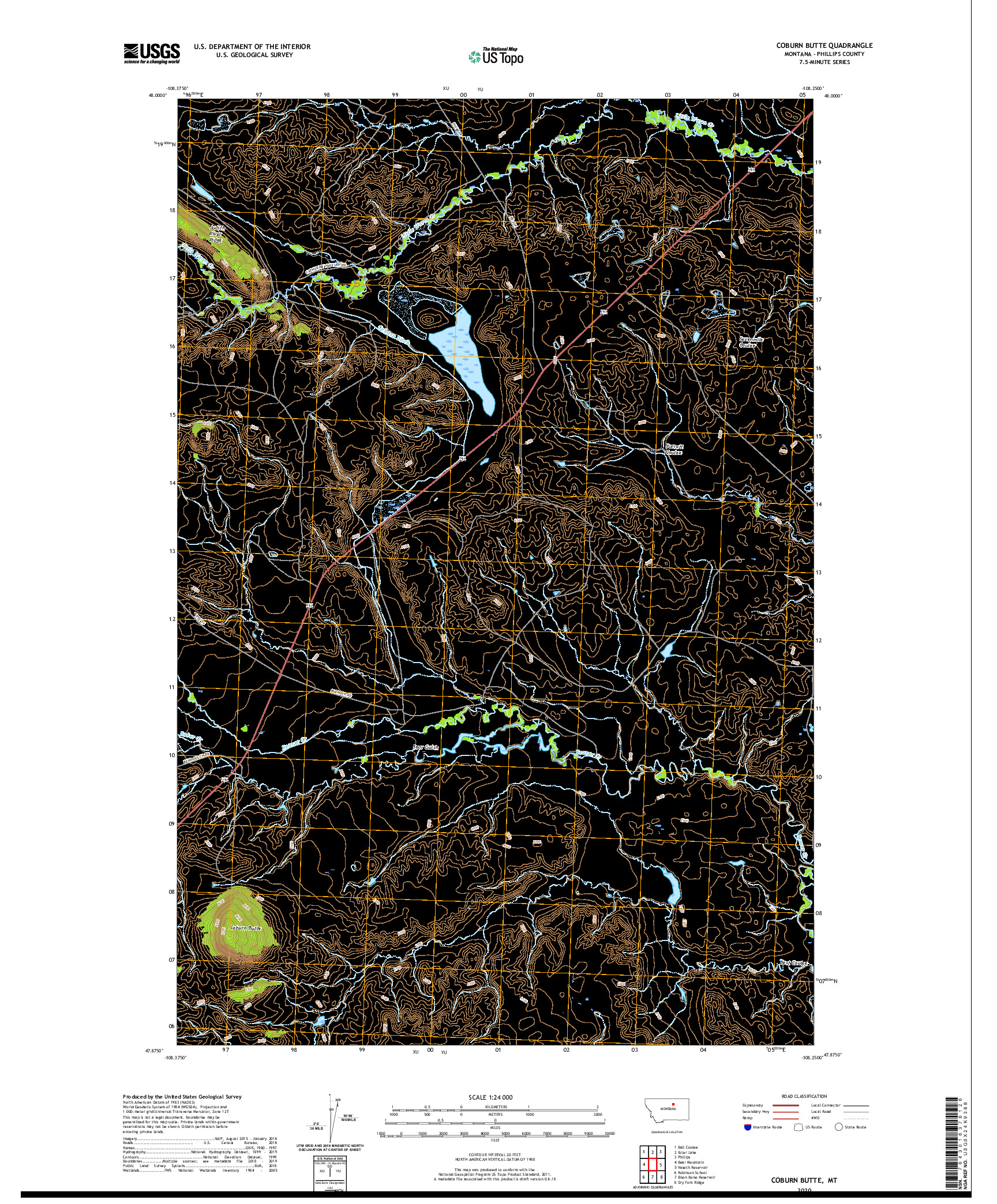 USGS US TOPO 7.5-MINUTE MAP FOR COBURN BUTTE, MT 2020