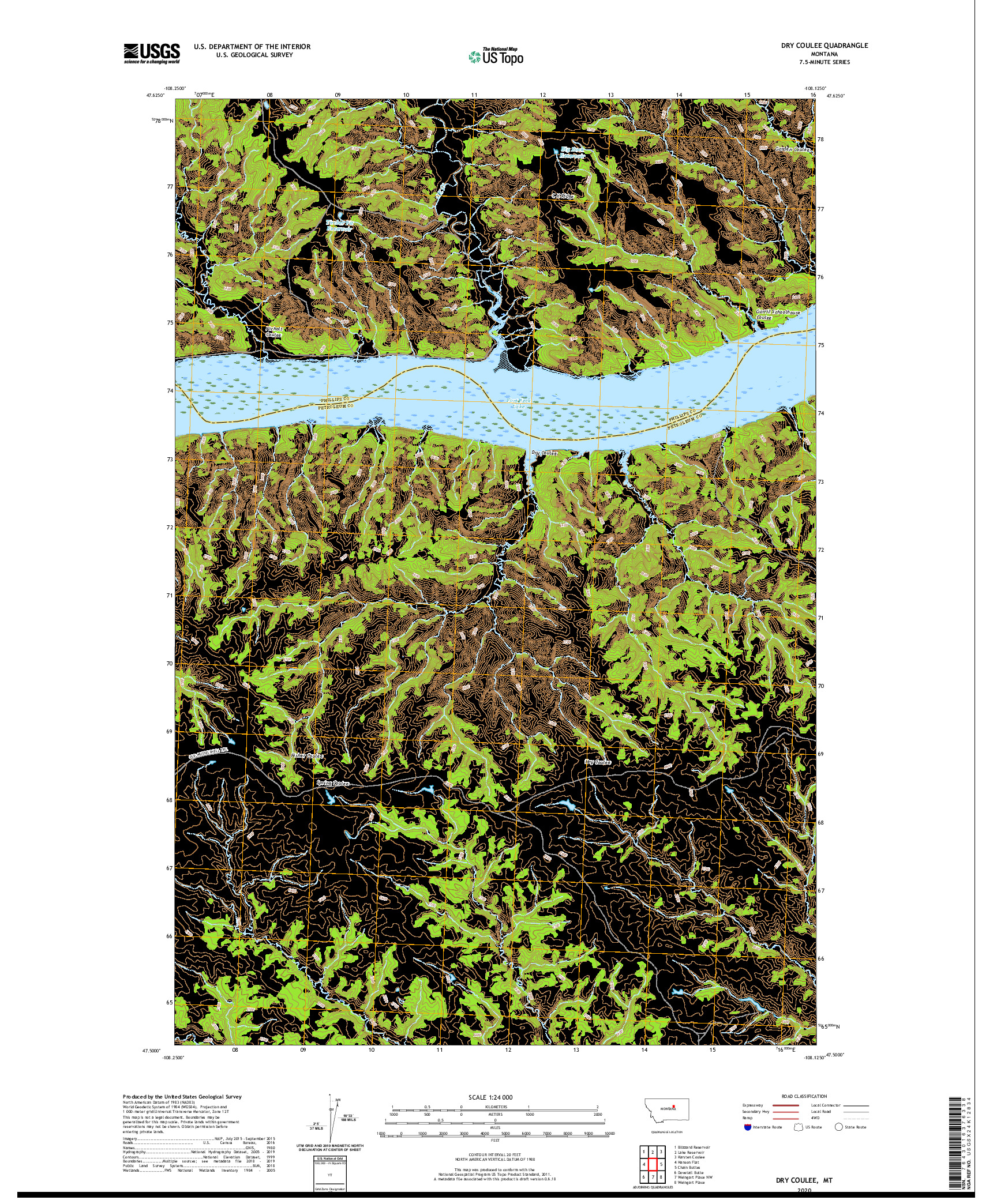 USGS US TOPO 7.5-MINUTE MAP FOR DRY COULEE, MT 2020