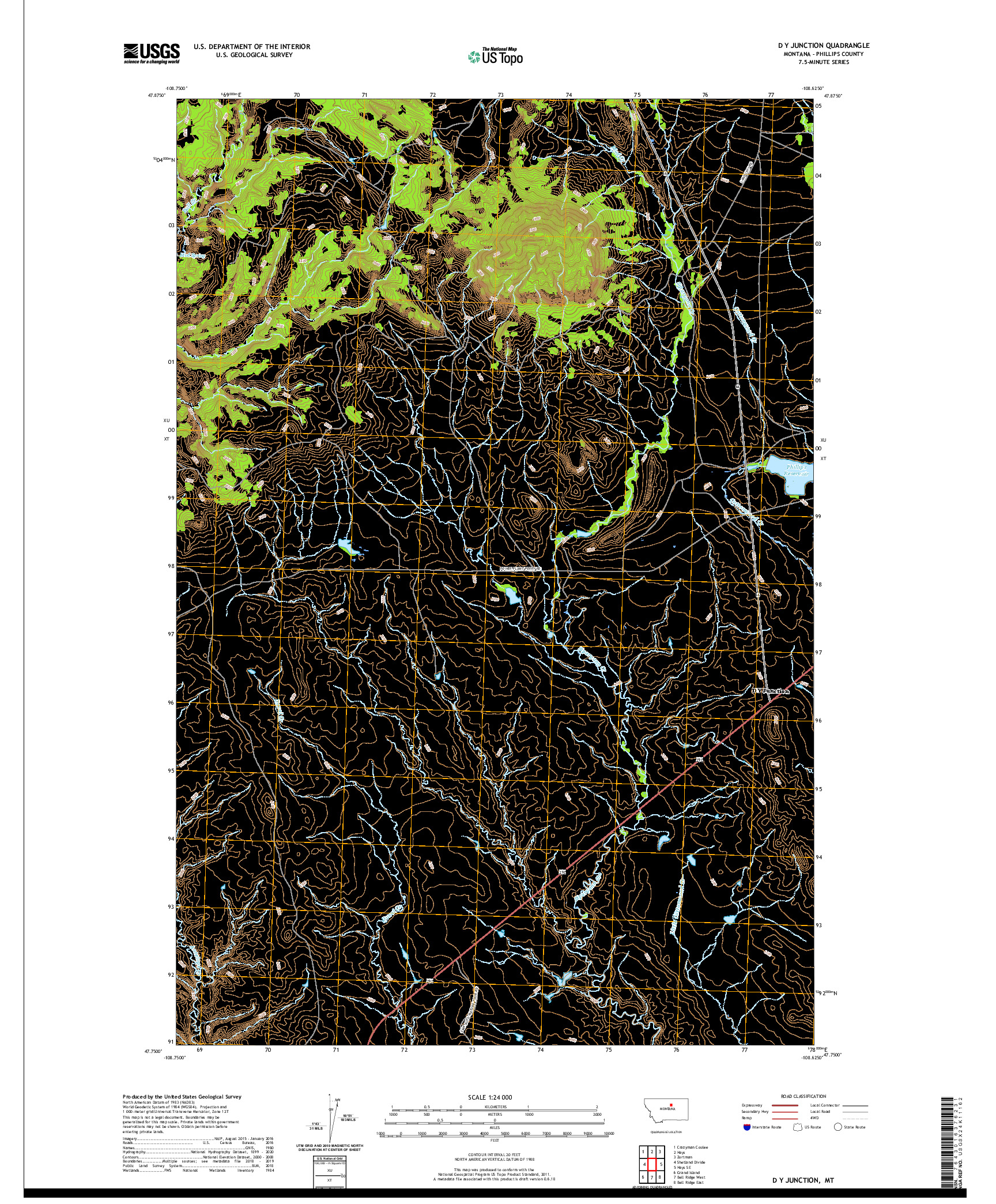 USGS US TOPO 7.5-MINUTE MAP FOR D Y JUNCTION, MT 2020