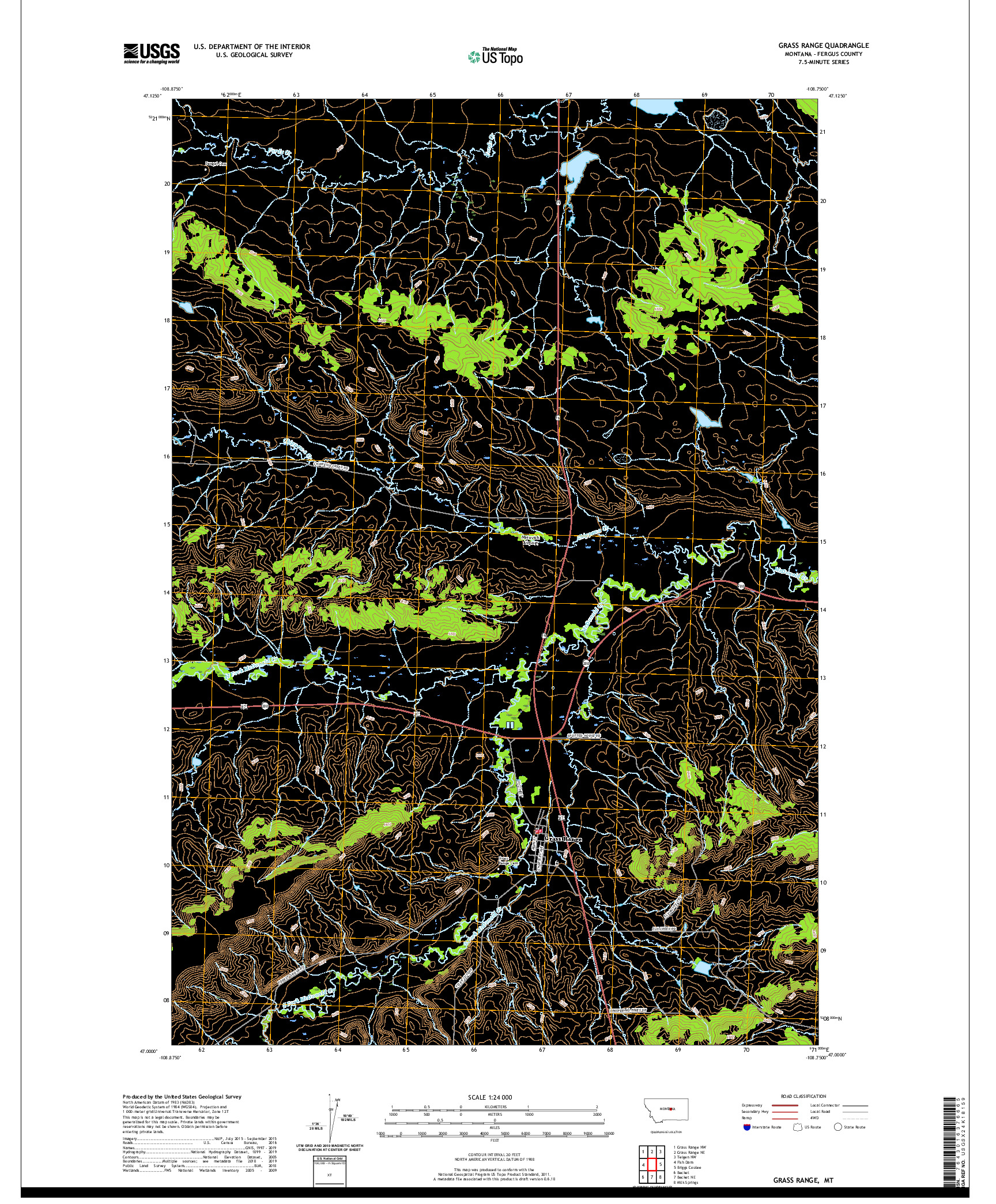 USGS US TOPO 7.5-MINUTE MAP FOR GRASS RANGE, MT 2020
