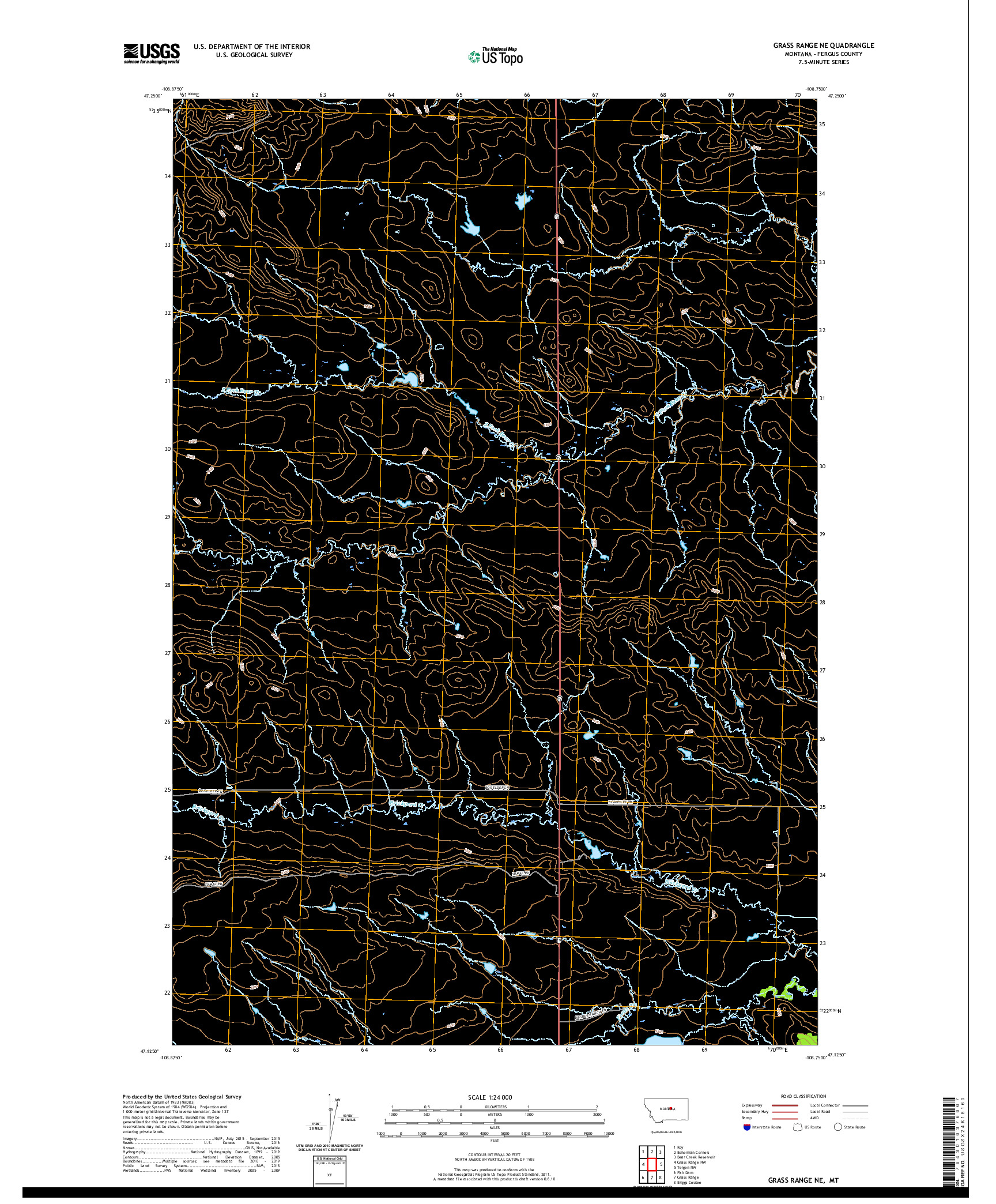 USGS US TOPO 7.5-MINUTE MAP FOR GRASS RANGE NE, MT 2020