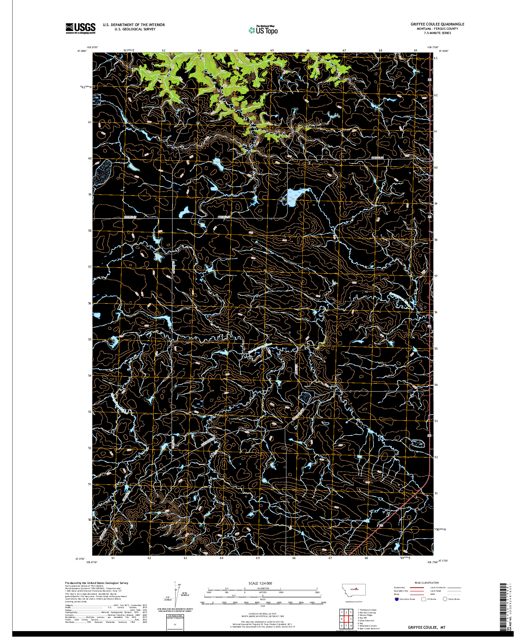 USGS US TOPO 7.5-MINUTE MAP FOR GRIFFEE COULEE, MT 2020