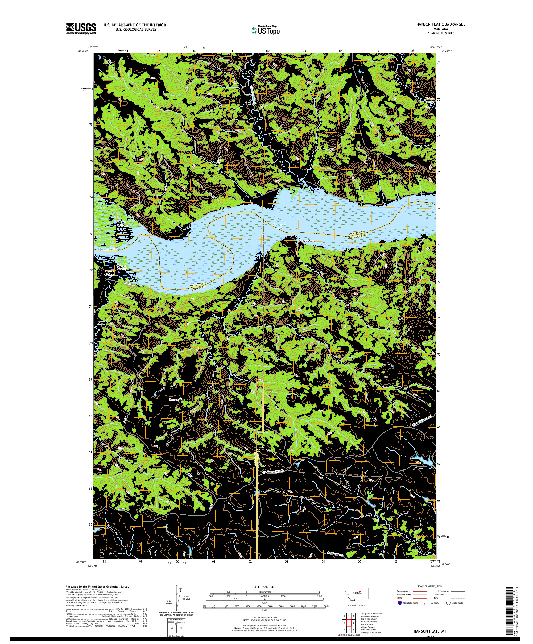 USGS US TOPO 7.5-MINUTE MAP FOR HANSON FLAT, MT 2020