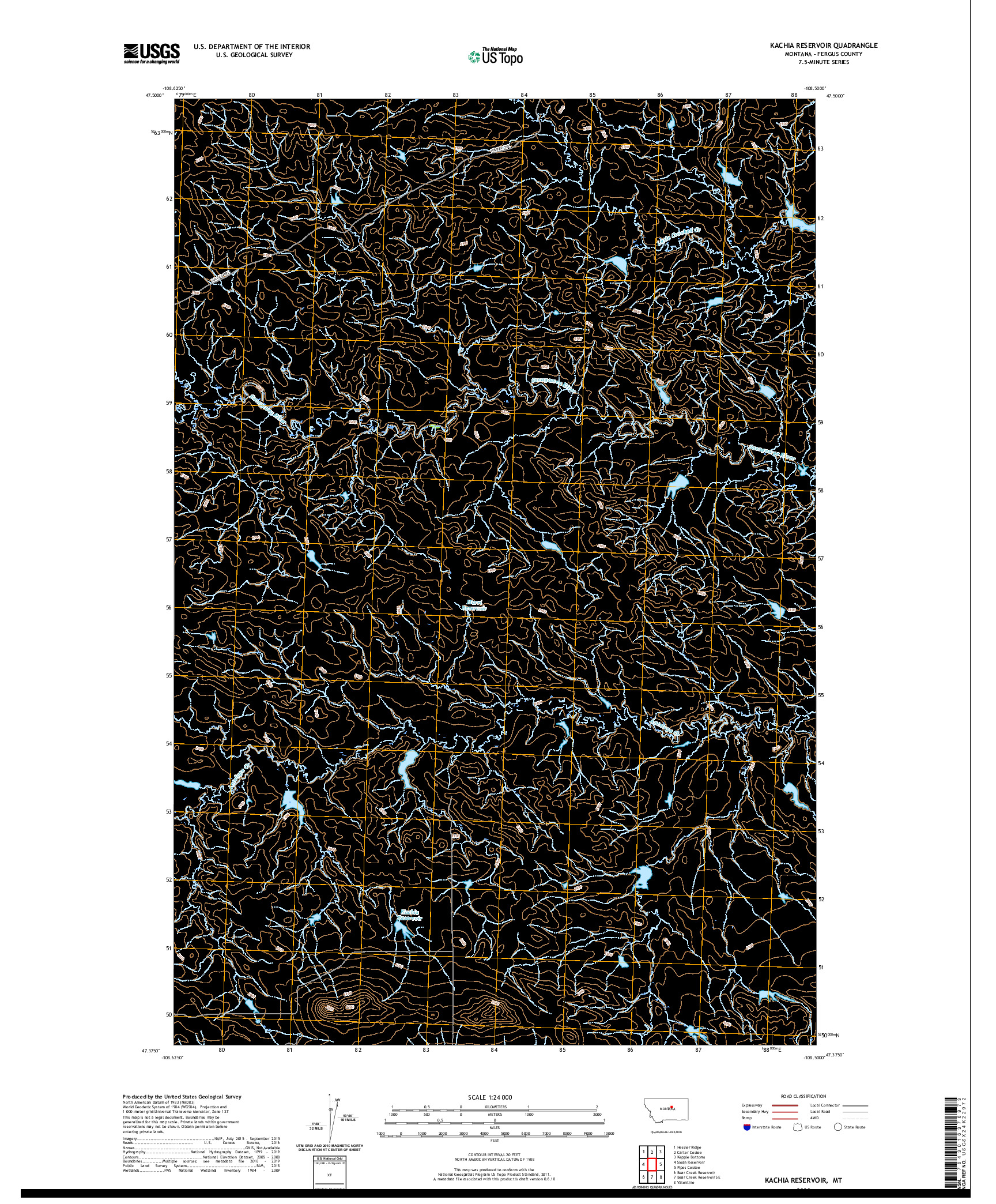 USGS US TOPO 7.5-MINUTE MAP FOR KACHIA RESERVOIR, MT 2020