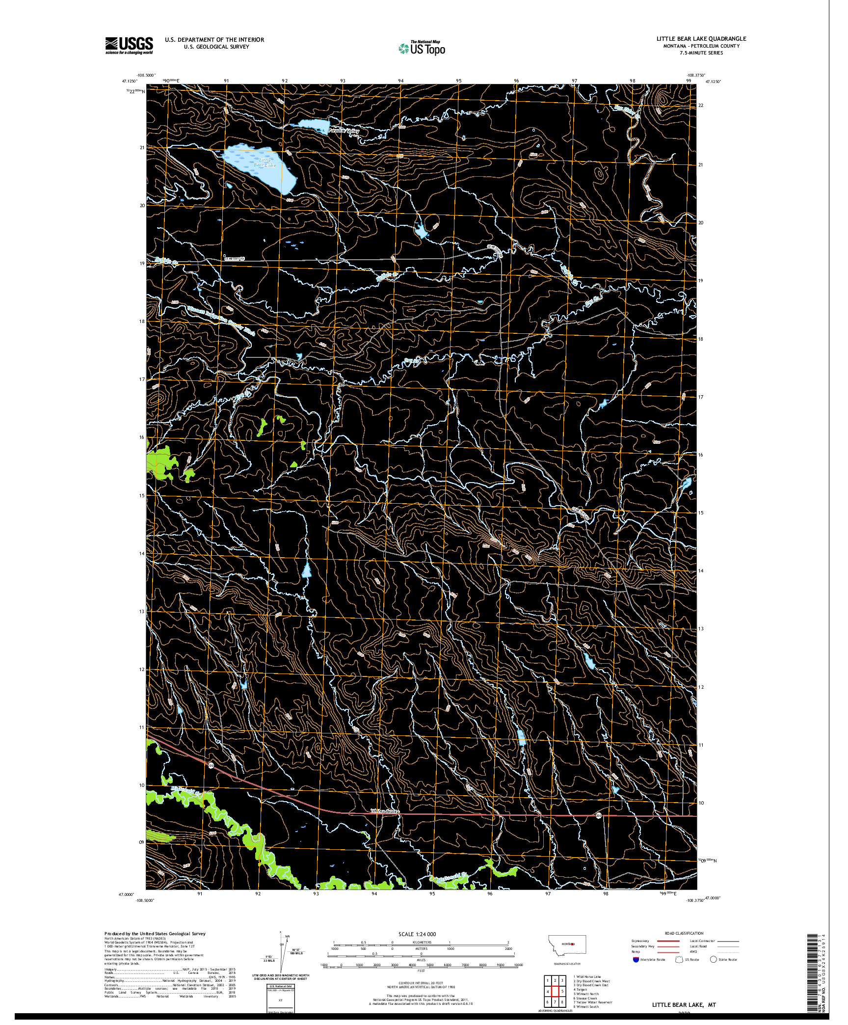 USGS US TOPO 7.5-MINUTE MAP FOR LITTLE BEAR LAKE, MT 2020