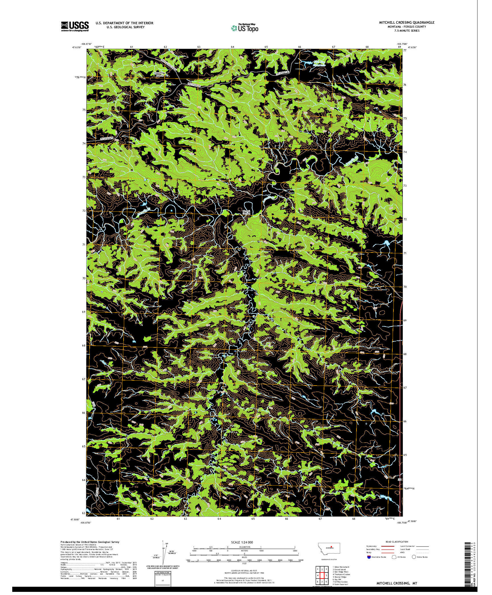 USGS US TOPO 7.5-MINUTE MAP FOR MITCHELL CROSSING, MT 2020