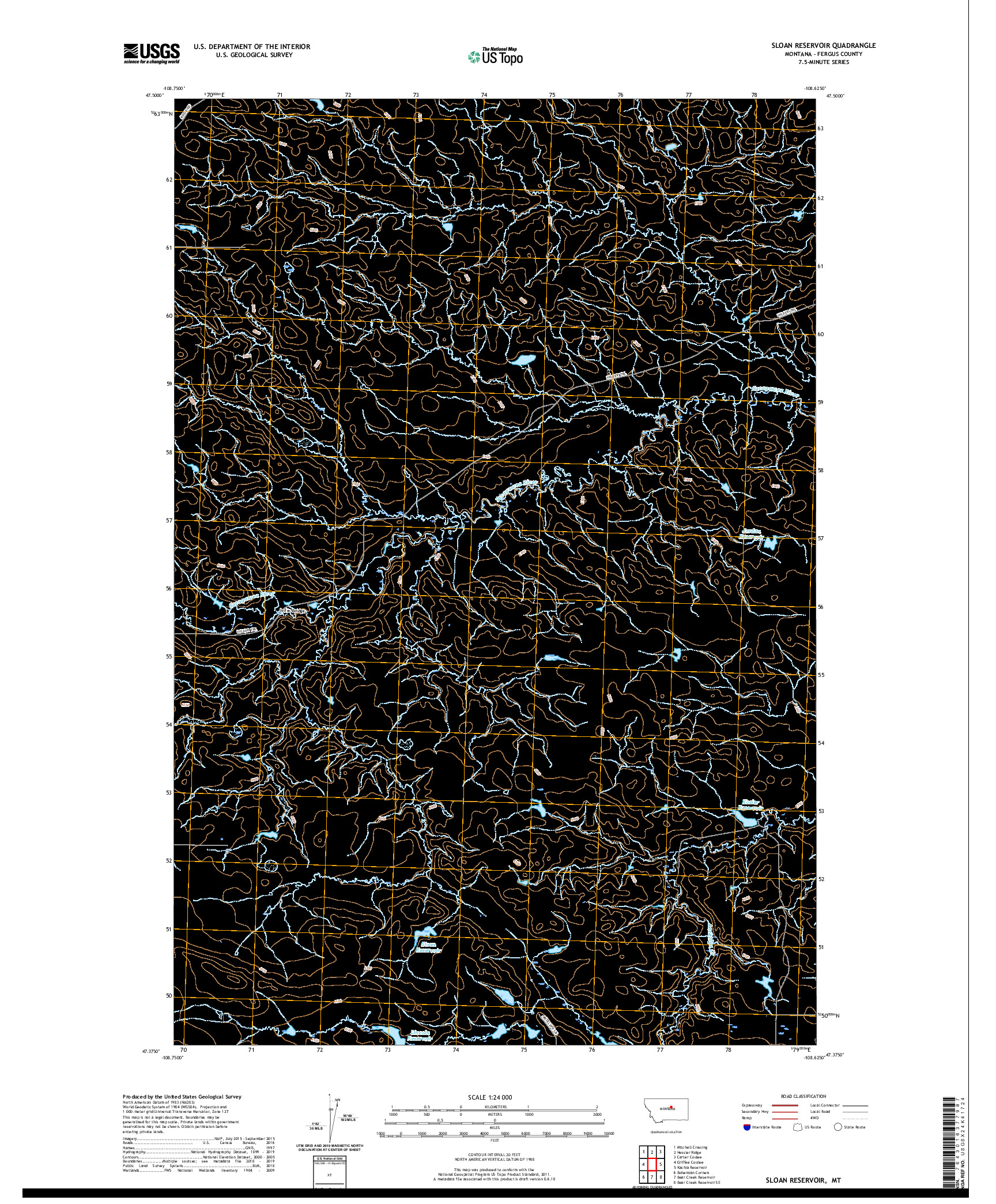 USGS US TOPO 7.5-MINUTE MAP FOR SLOAN RESERVOIR, MT 2020