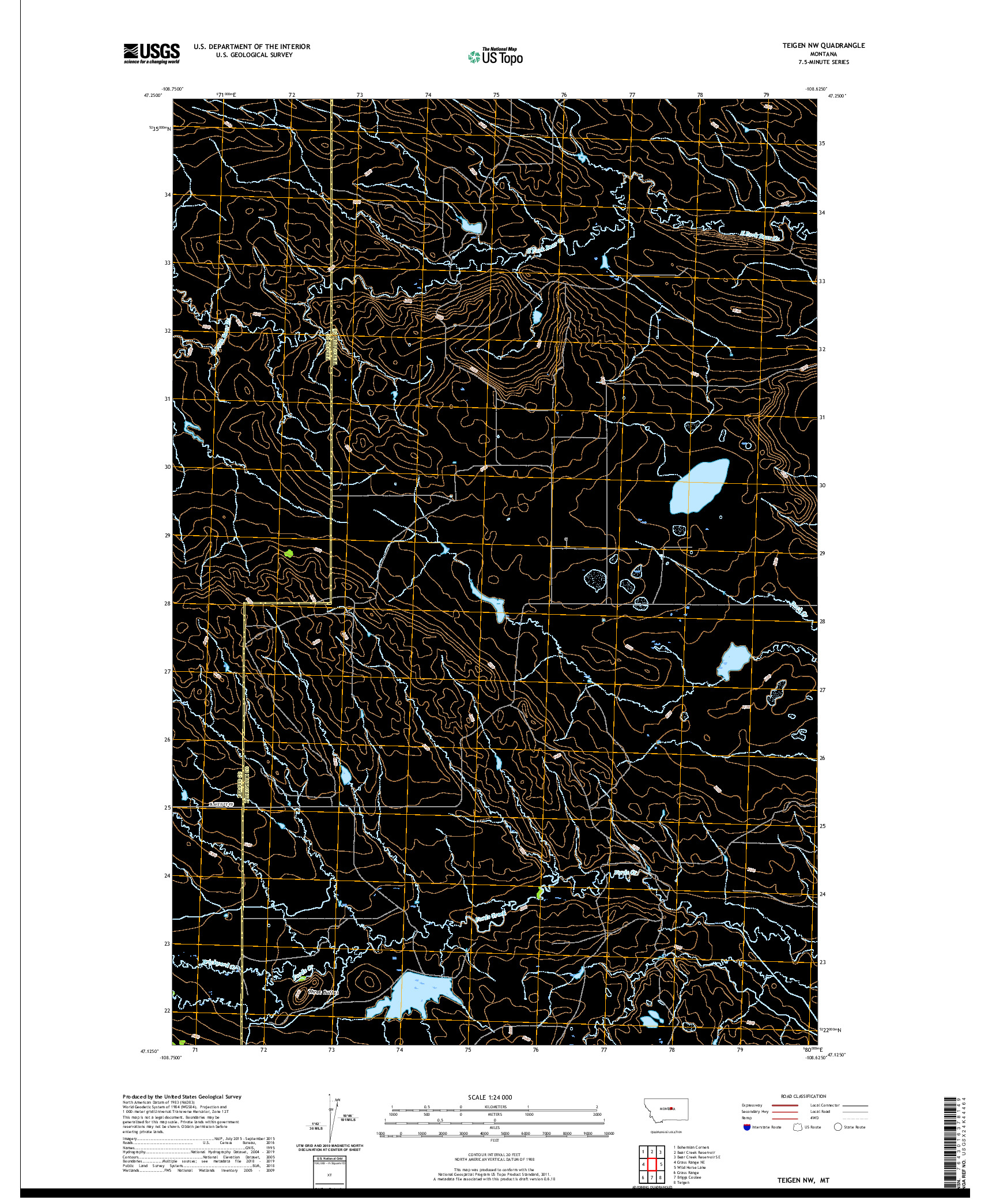 USGS US TOPO 7.5-MINUTE MAP FOR TEIGEN NW, MT 2020