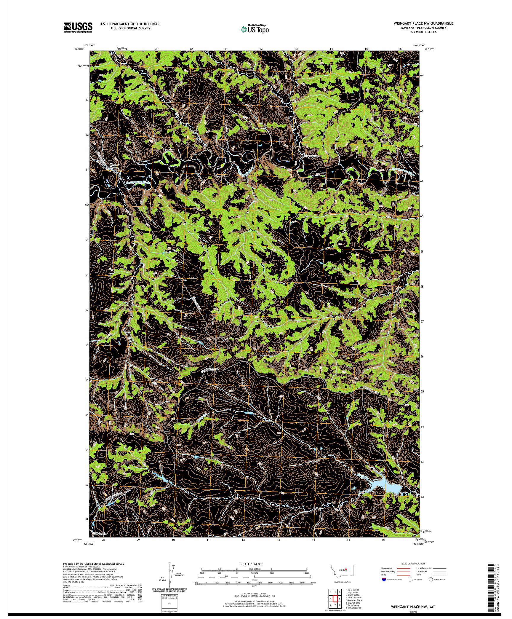 USGS US TOPO 7.5-MINUTE MAP FOR WEINGART PLACE NW, MT 2020