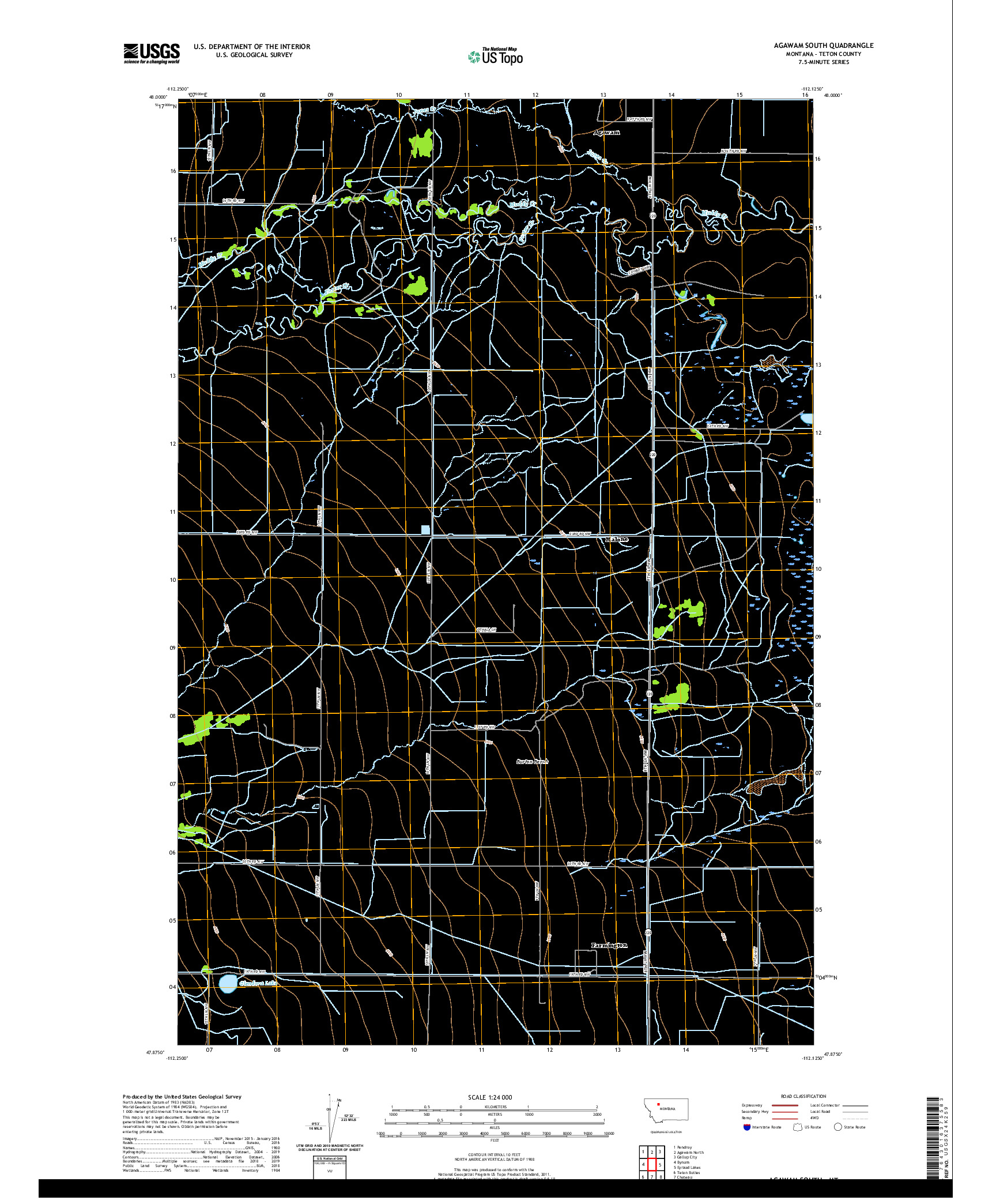 USGS US TOPO 7.5-MINUTE MAP FOR AGAWAM SOUTH, MT 2020